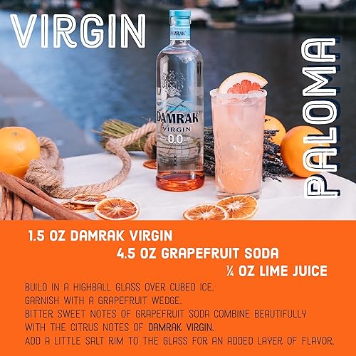 Miniatura 8 de DAMRAK VIRGIN 0.0 - Espíritu destilado sin alcohol - Mocktails de ginebra de cítricos con mejor calificación - Mezcla deliciosos cócteles sin alcohol
