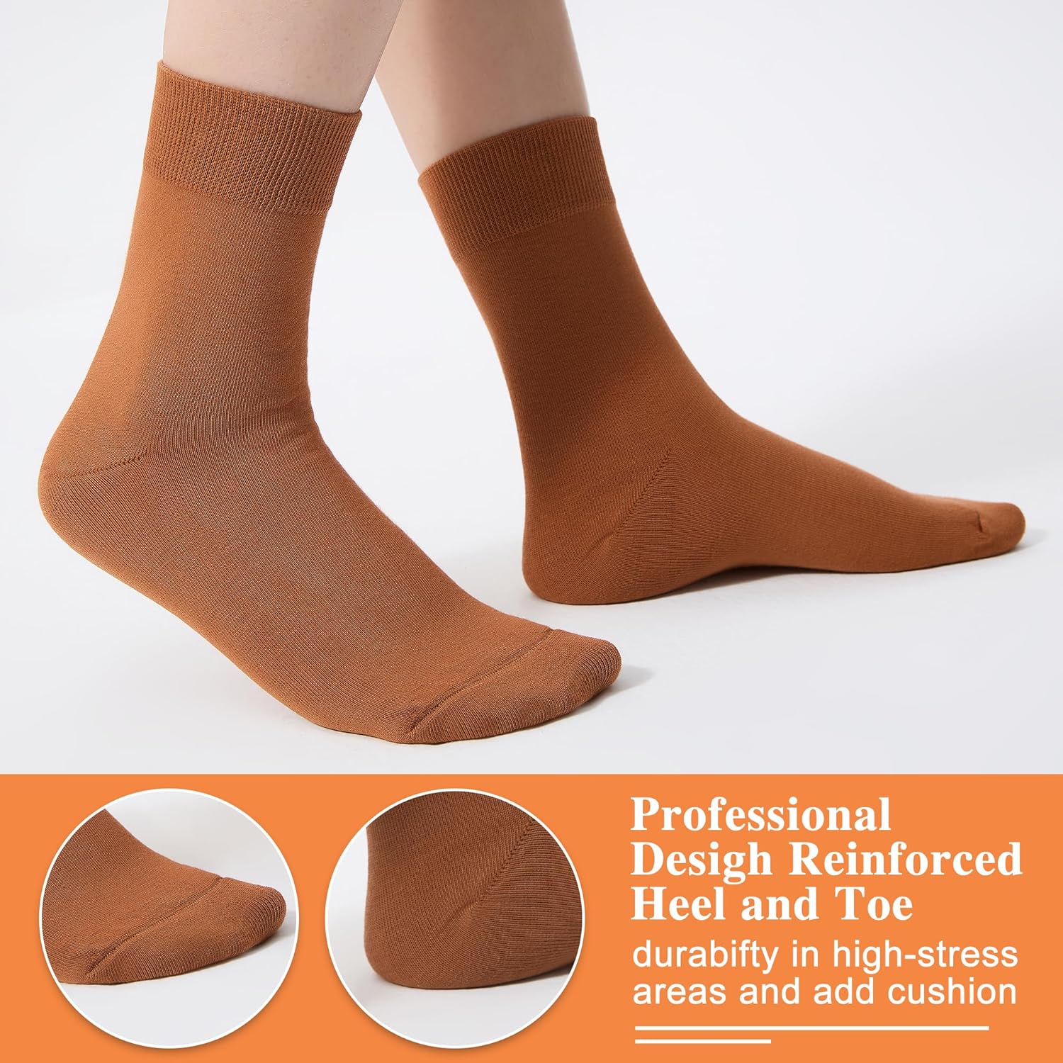 ATBITER Women's Thin Cotton Crew Socks - Soft Above Ankle Bootie Casual Dress Socks 6-Pairs - Image 5