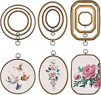 simarro 9PCS Large Embroidery Hoops Set - Circle Oval Octagonal Imitated Wood Cross Stitch Frames for Crafts Sewing Art