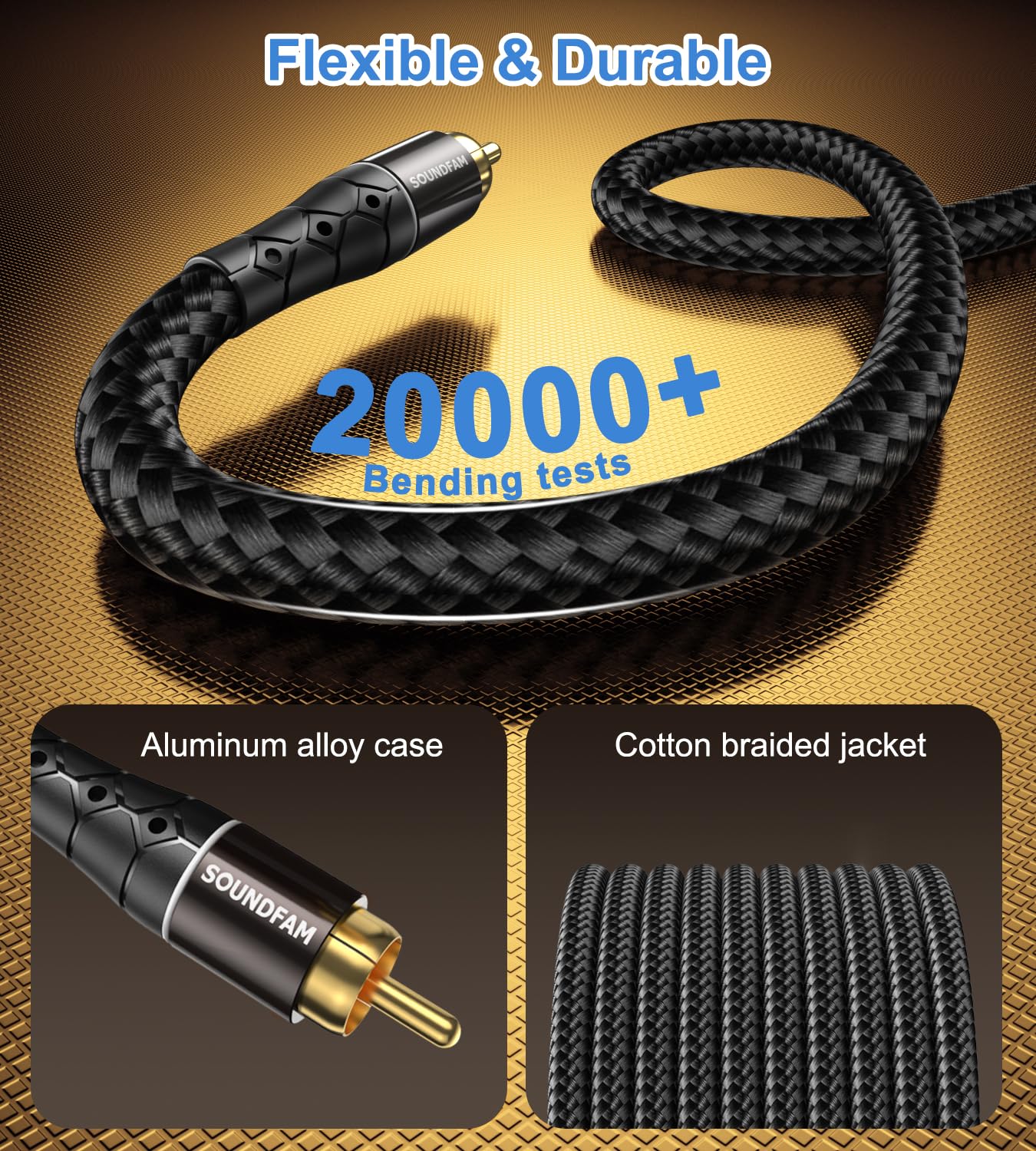 Câble Audio RCA 5M 2-Pack Cinch Câble(câble pour caisson de basses) Pour Home Cinéma, TV HD, Amplificateurs, Chaînes Hi-Fi, Autoradios - Noir