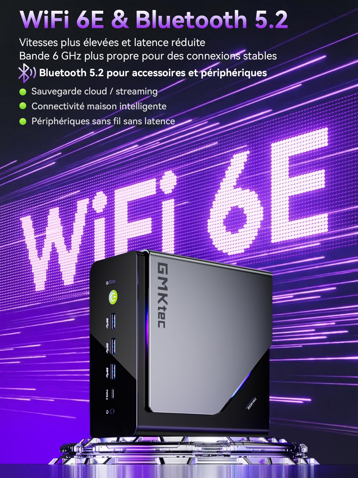 GMKtec Mini PC Gamer Intel Ultra 5 125U, Mini Computer 48 Go DDR5, SSD 1 to, Mini-Ordinateur avec USB4.0 | LAN 2,5G | Affichage Quad 4K | OCuLink – pour Gaming, Bureau et Professionnel, Win11