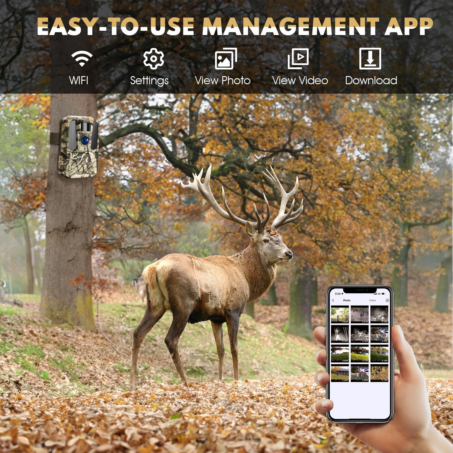 WOSPORTS Trail Camera G500 Pro with LCD screen and control buttons