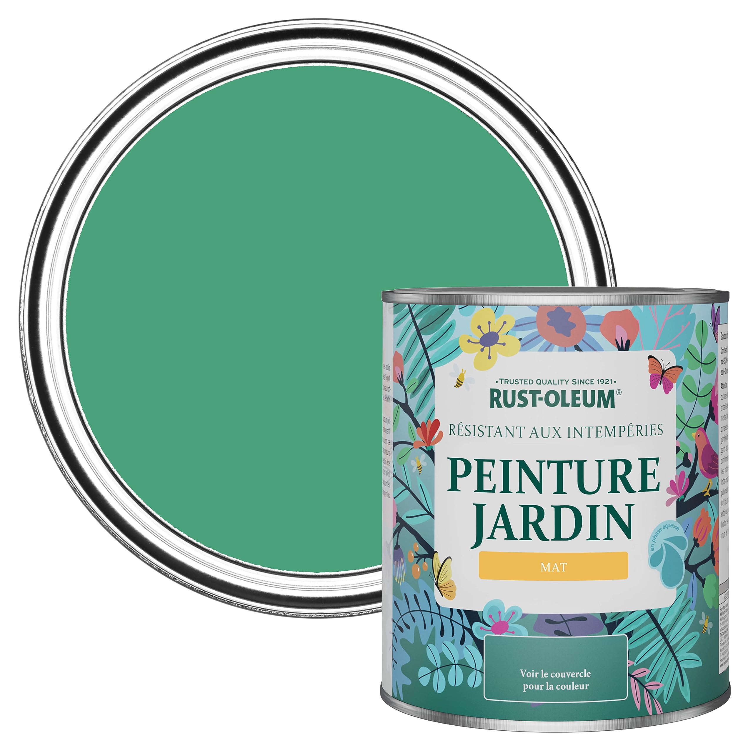 Rust-Oleum Peinture Verte Résistante à l'humidité pour Jardins, Finition Mate - Émeraude 750ml