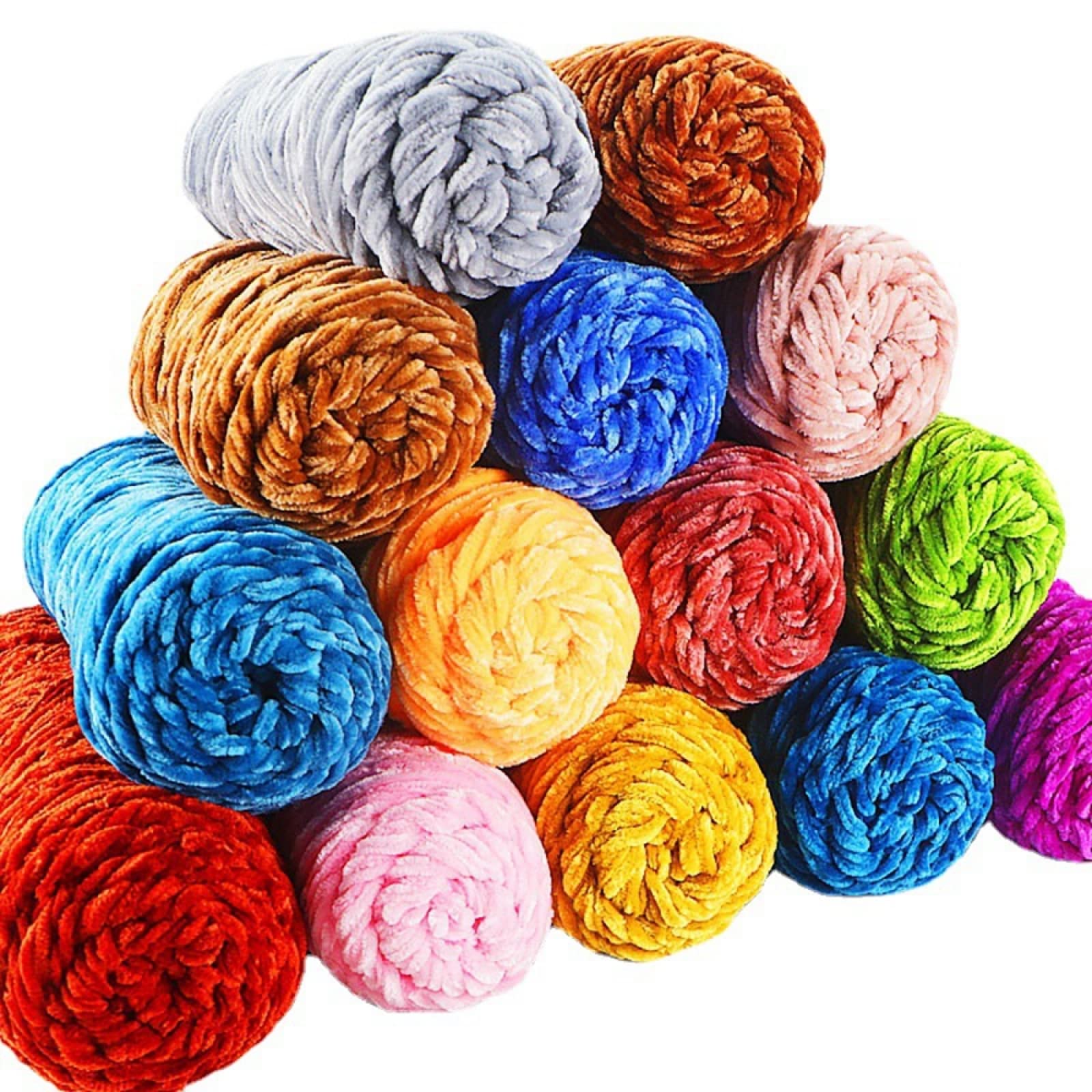 10 Stück 100 G Chenille-Samt-Garn, Weich, Gemischt, Strickwolle, Häkelgarn, Handgefertigt, DIY, Schal, Mantel, Babydecke, 135 M,C-02