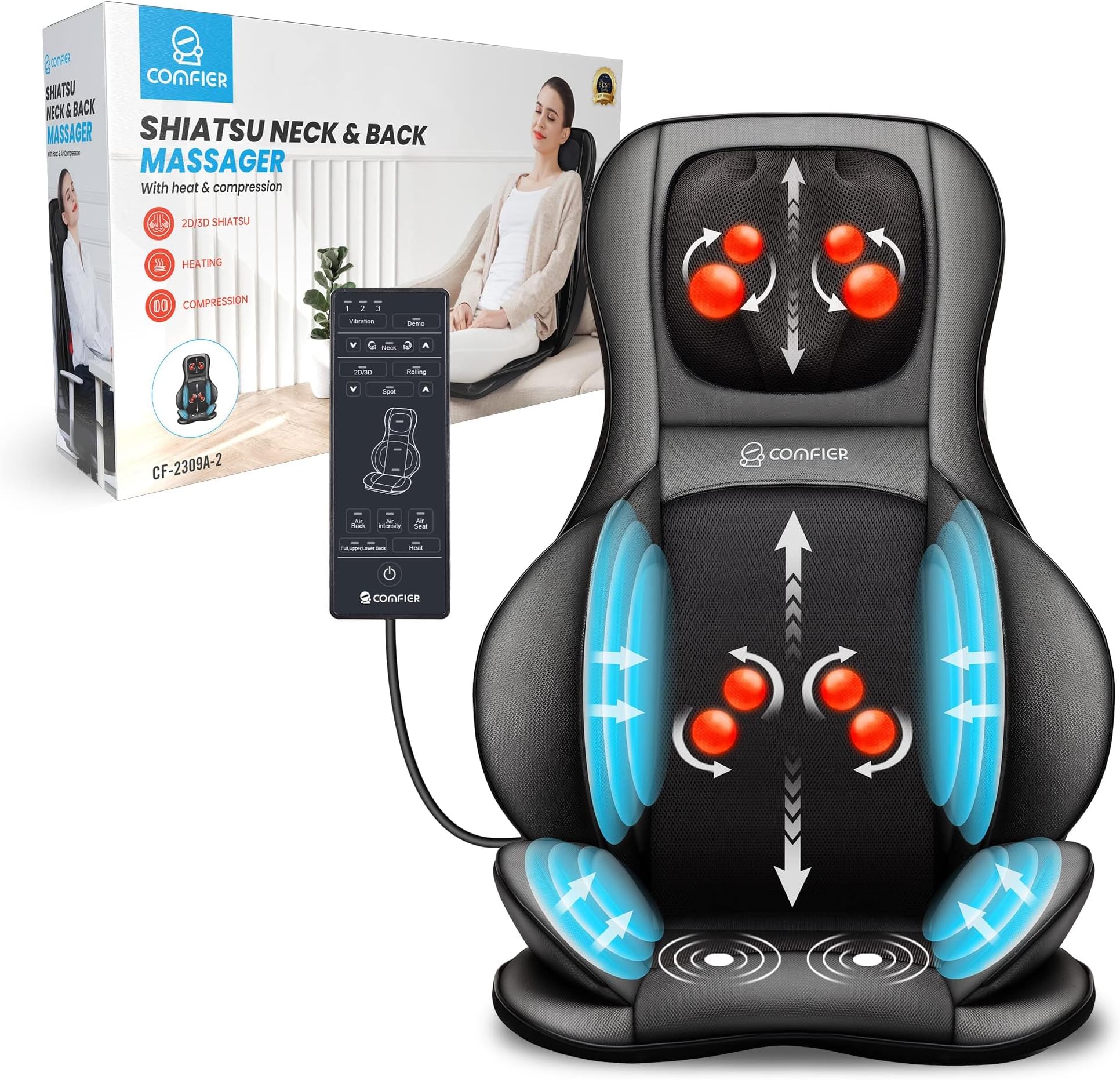 Snailax Neck and Back Massager with Heat, Full Body Massage