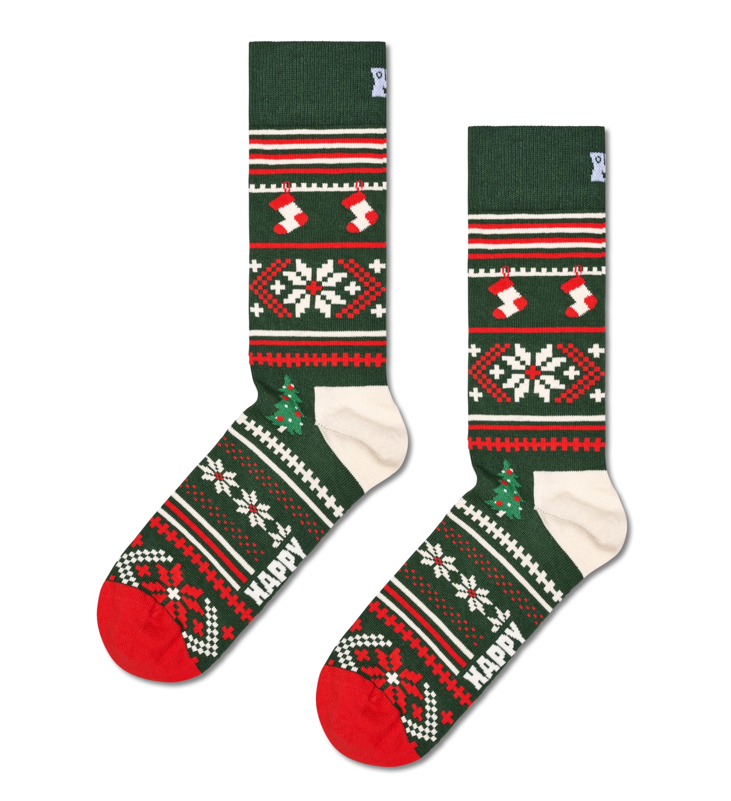 Happy Socks Unisex Green Christmas Sweater, 42-46 Uk