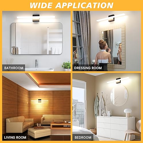 Miniatura 7 de Aourow Lámpara LED de tocador de baño de 23.6 pulgadas, aplique de pared regulable con 5CCT 2700K6500K, accesorio de iluminación brillante de 2000LM