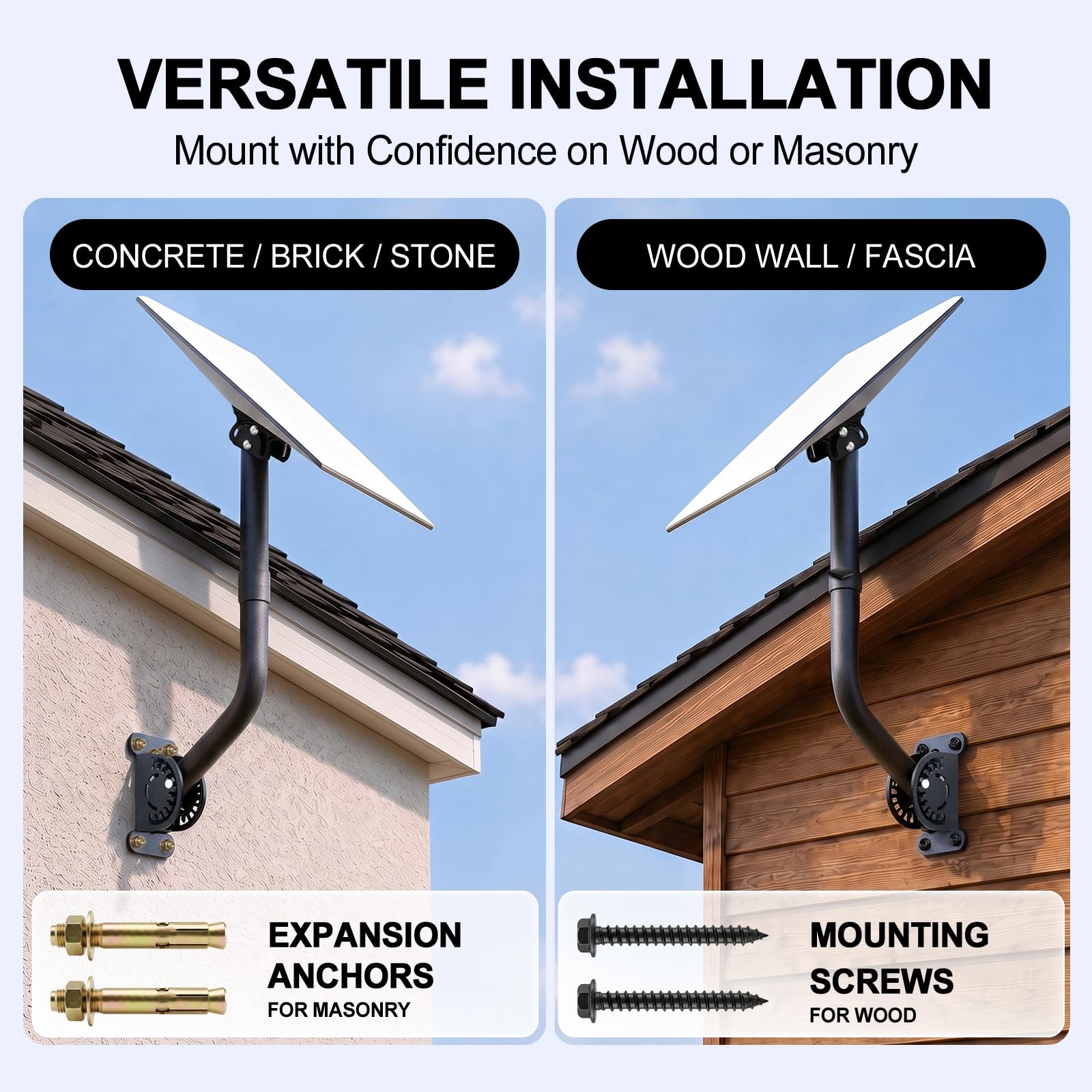 Kit di montaggio compatibile con Starlink Gen 3, montaggio a parete e tetto di casa, staffa girevole in acciaio al carbonio resistente per parabole antenna, braccio per grondaia da 71,9 cm per