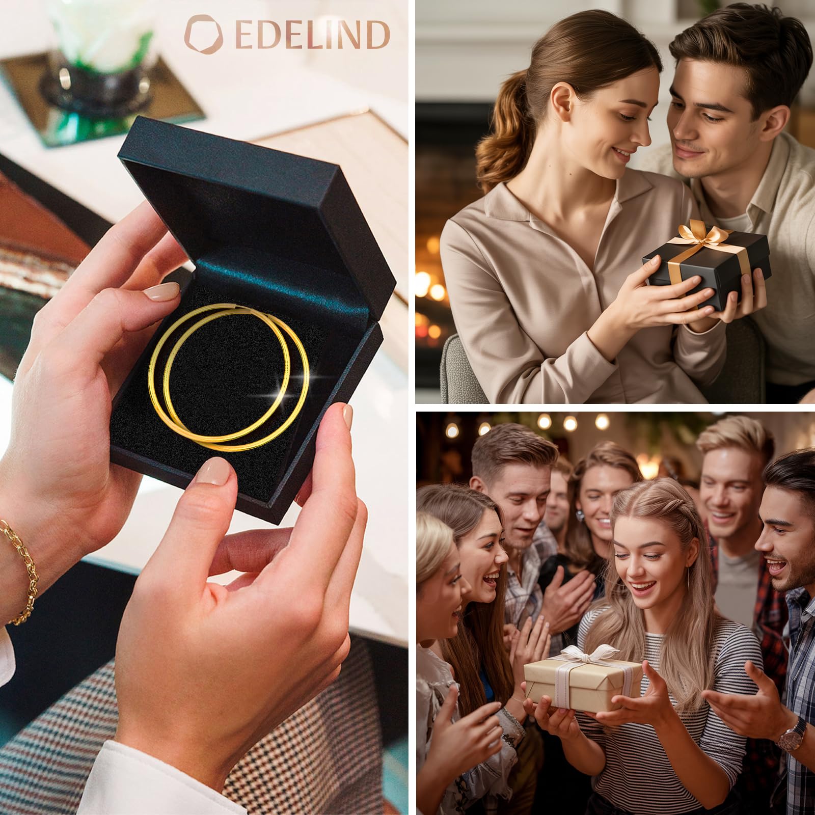 Creolen Gold 333 375 585 750 Echtgold 60 mm Damen Ohrringe Breite 2,5 mm Gelbgold mit Geschenkbox