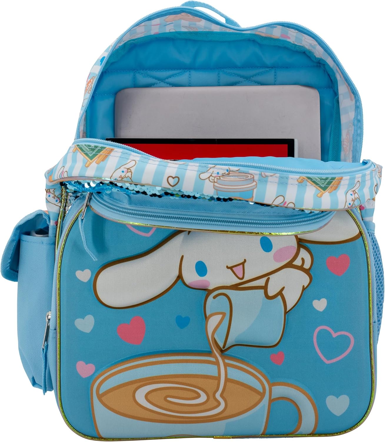 AI ACCESSORY INNOVATIONS Sanrio’s Hello Kitty Backpack for Girls, 16 Inch Cinnamoroll, Kawaii School Bag with Flip Sequins & 3D Molded Front Pocket, Blue - Image 6