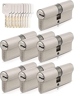 GERCAR Pro 7x Schließzylinder 35/35 gleichschließend Set 7 Profilzylinder inkl. 35 Schlüssel - 70 mm Türschloss Zylinderschloss 7er Zylinder - Länge: 70mm, A:35 B:35 - Messing matt massiv