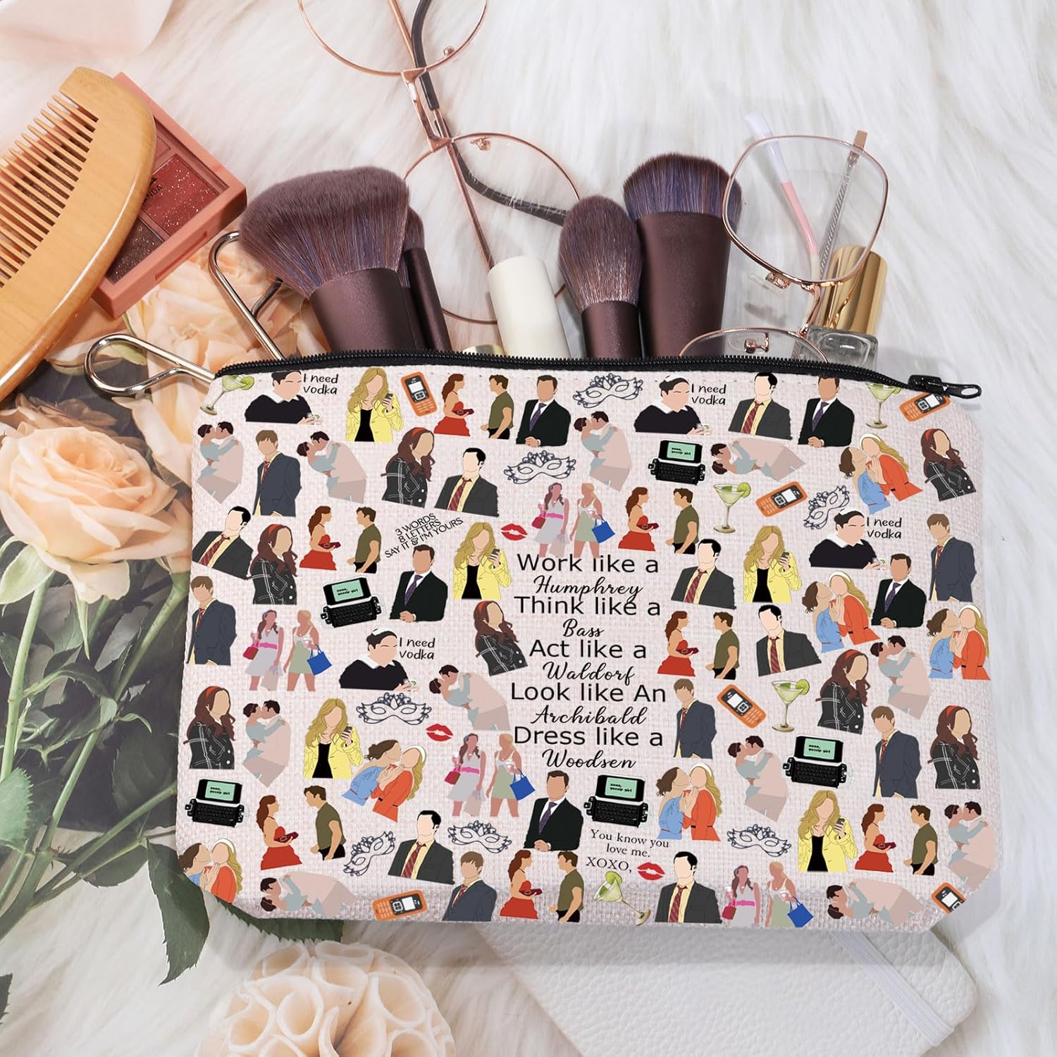 MEIKIUP TV Show Characters Cosmetic Bag Serena Blair Fans Gift Upper East Side TV Show Fans Gift (Work like Bag) - Image 2