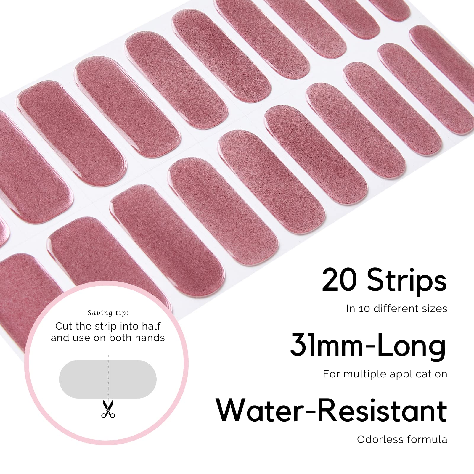 NAILOG Semi Cured Gel Nail Strips Glossy & Long Lasting Soft Gel Finish (20 Extra Long Stickers), Cover Girl, 23 Piece Set - Image 4