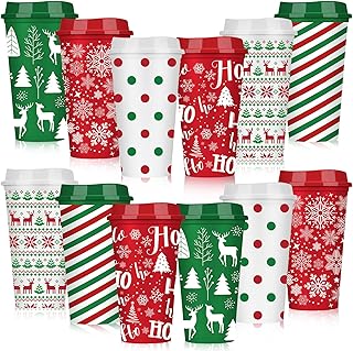 12 Office Xmas Decorating Ideas for Seasonal Cheer 19 Pickmesh 12 Pcs Christmas Coffee Cups Gifts Bulk 16 oz Reusable Christma...