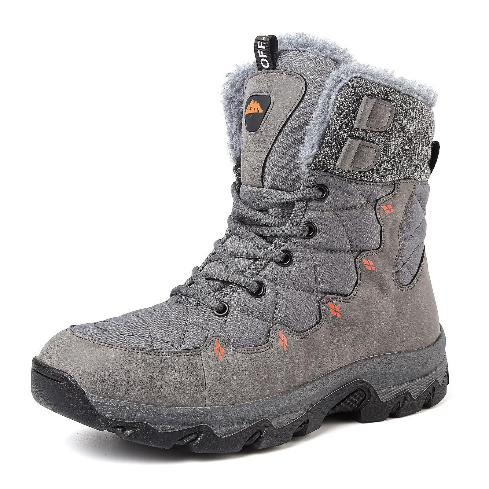 Mens Snow Boots Waterproof Ankle Boots Warm Fur Lined Man Outdoor Booties Shoes High Top Lace Up