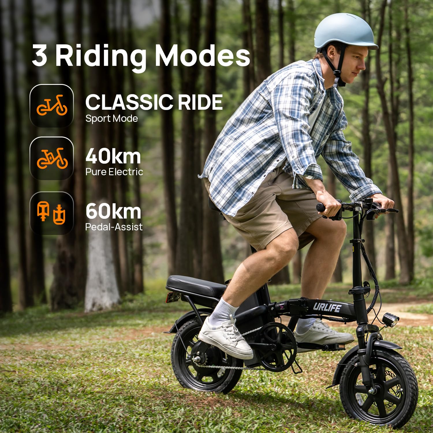 URLIFE Vélo Électrique Pliant 14" 48V7.5Ah Batterie Lithium Amovible Moteur 250W Autonomie 40-60km Adulte