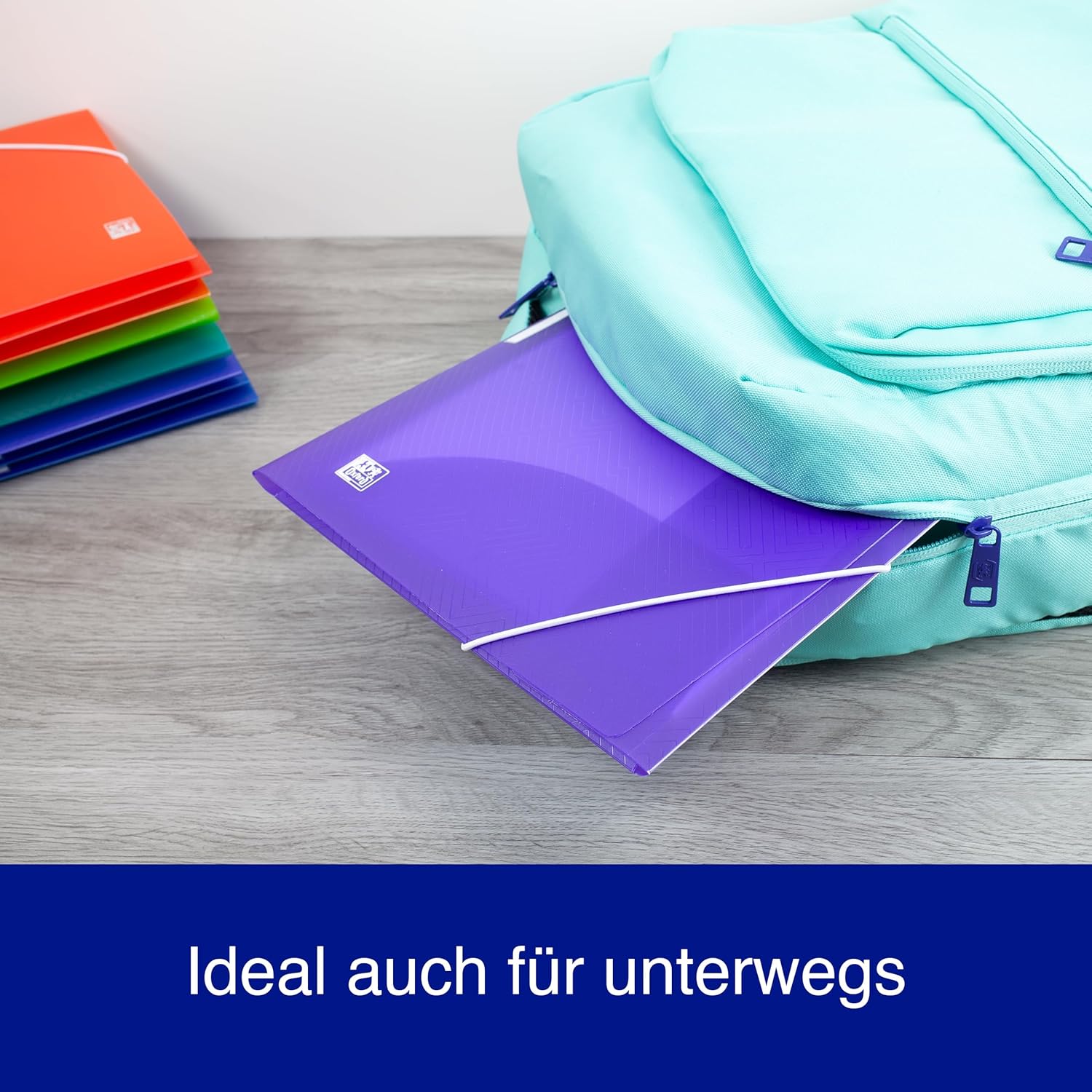 Oxford 10 x A4 Elasticated Corner Folder - 8 Colours - Red, Orange, Anise, Ice Mint, Light Blue, Dark Blue, Purple, Pink