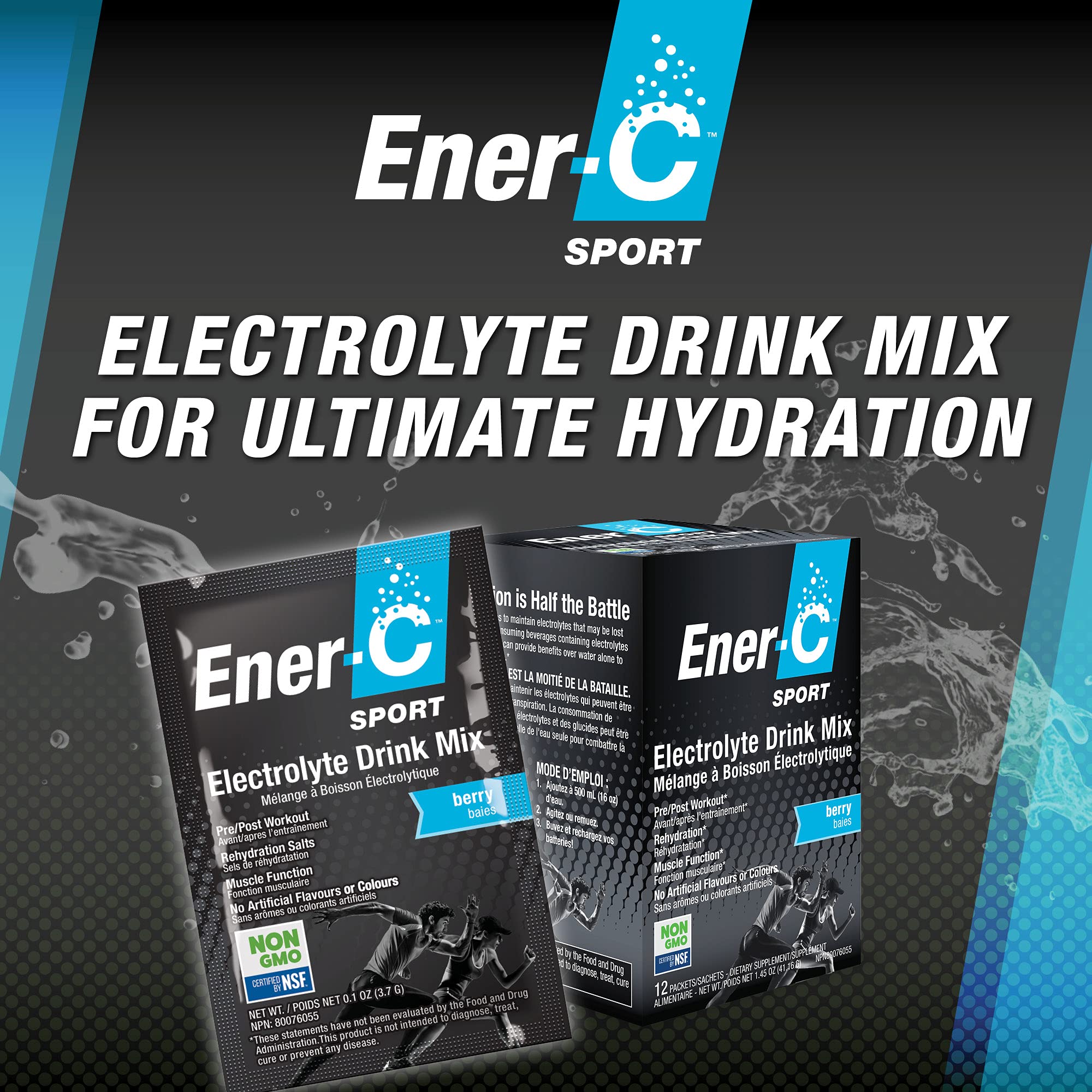 EnerC Sport Electrolyte Drink Mix, NonGMO, Vegan, Real Fruit Juice