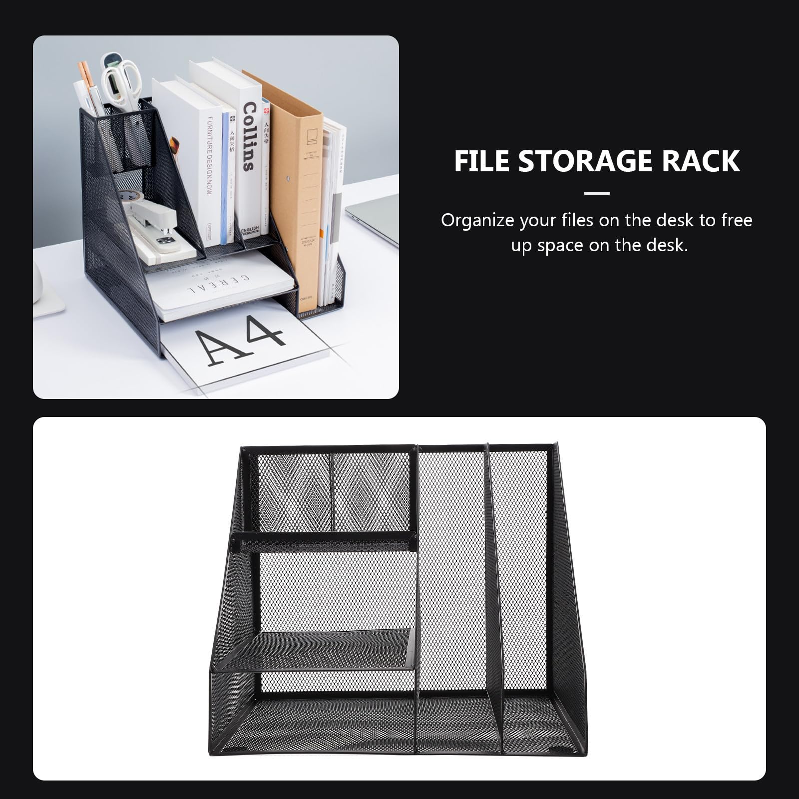 Organizzatore Documenti da Scrivania Multi Scomparto in Ferro Nero