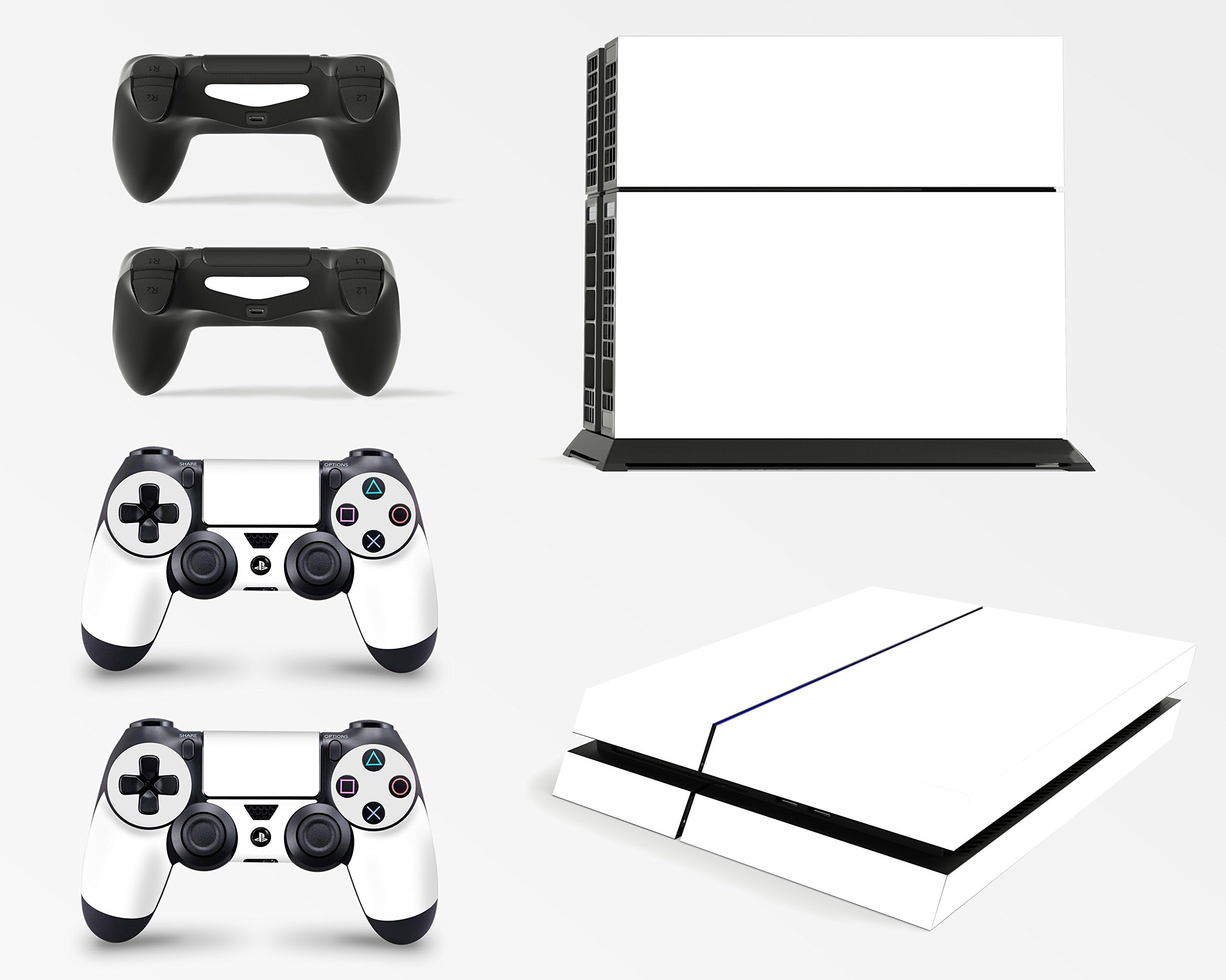 PS4 Console White Colour Skin Decal Vinal Sticker + 2 Controller Skins Set