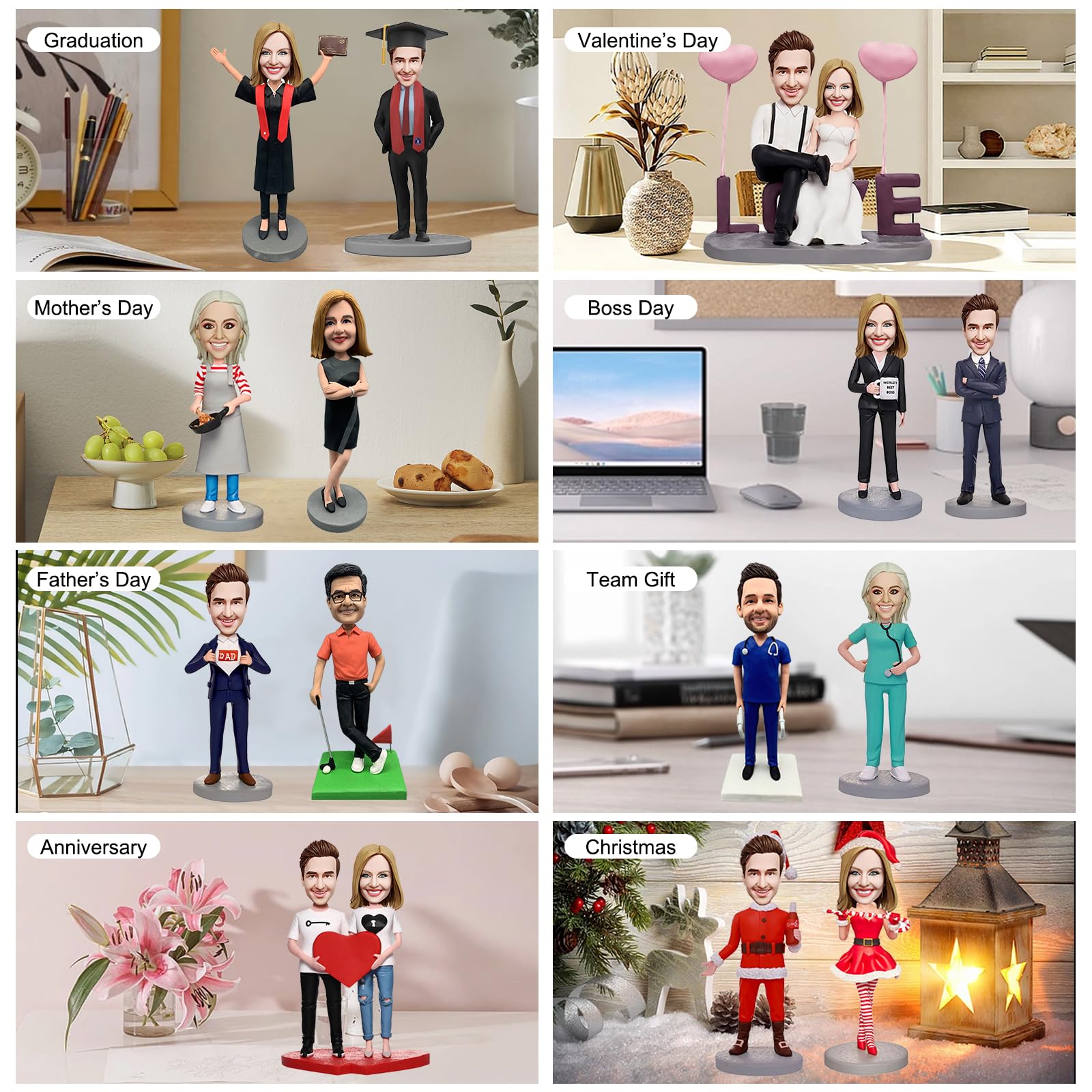 Figura de Bobblehead de Navidad personalizada – Papá Noel, elfo o Bobblehead con temática navideña hecha de tu foto – Regalo único de Navidad para amigos y familiares (hombre de Navidad)