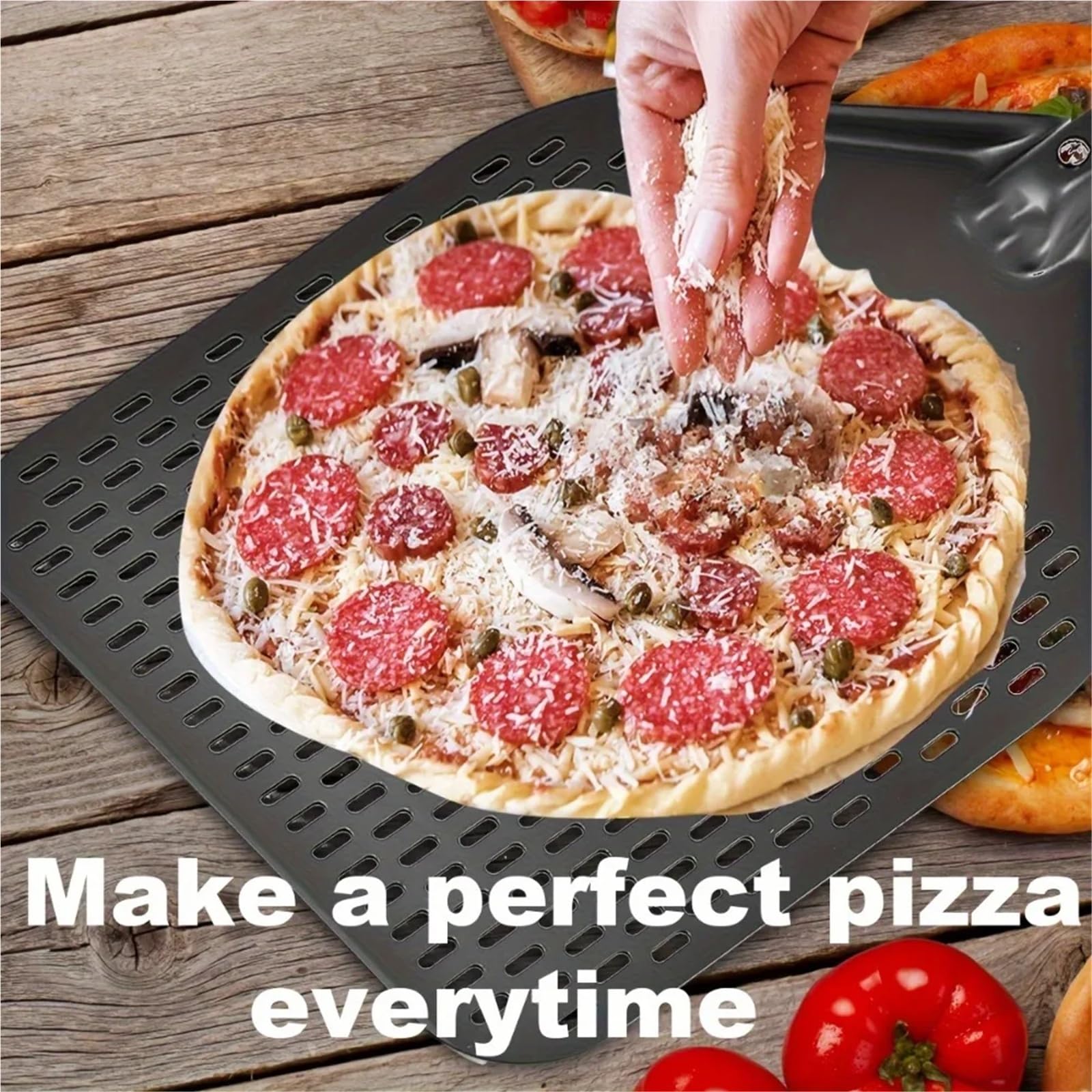 Pala for pizza in acciaio inox da 12 pollici, perforata, antiscivolo, professionale, for forno, ristorante, cucina, casa, accessori