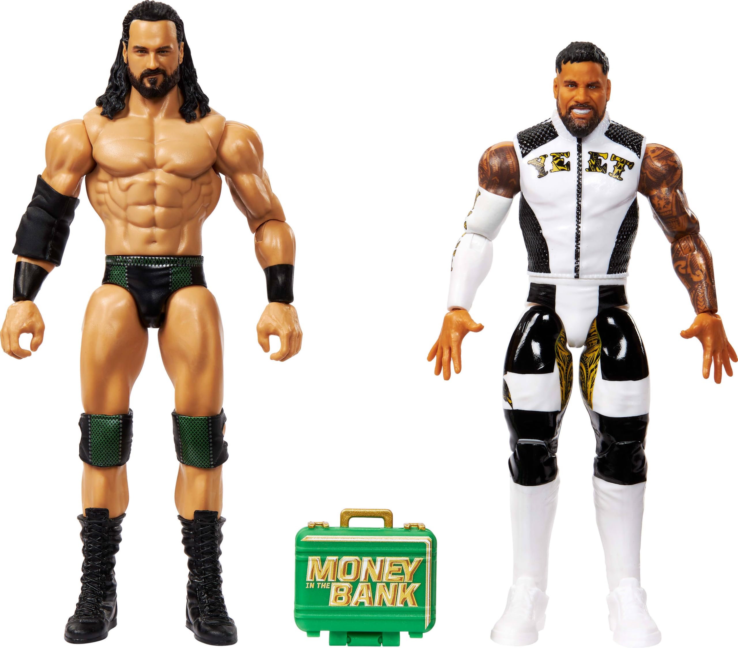 Mattel WWE Main Event Showdown Lot de 2 figurines avec accessoire, série #23 Jey USO vs Drew McIntyre à collectionner, 15,2 cm