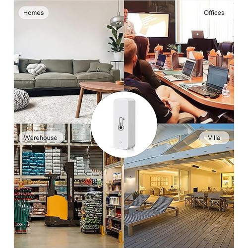 Miniatura 5 de PHOVOLT Termómetro WiFi, sensor higrómetro, monitor inalámbrico inteligente de temperatura y humedad con alerta de notificación de aplicación