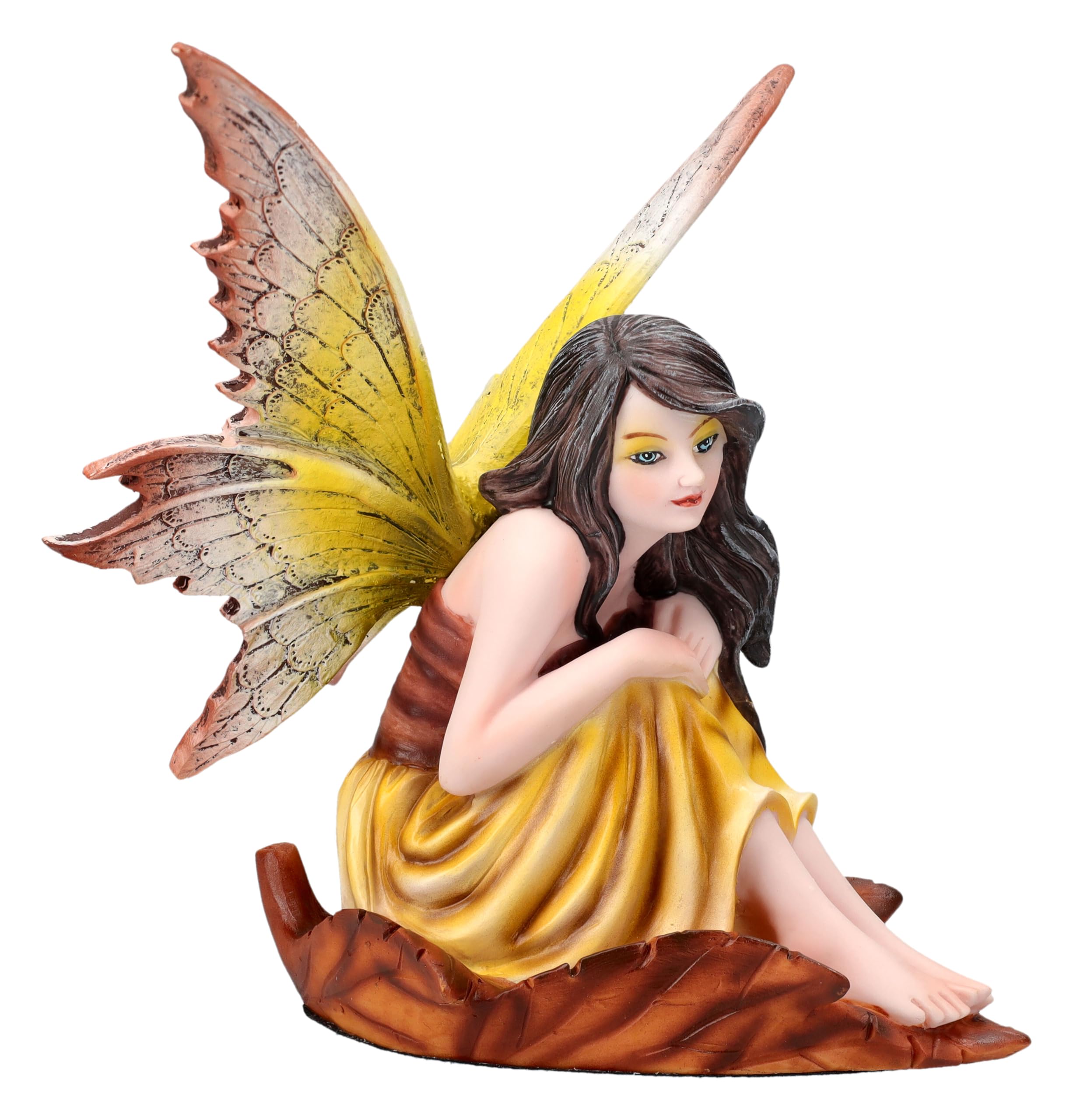 Elfenfigur - Dariel sitzend 13 cm - Figur Elfe Fee gelbes Kleid Fantasy Deko