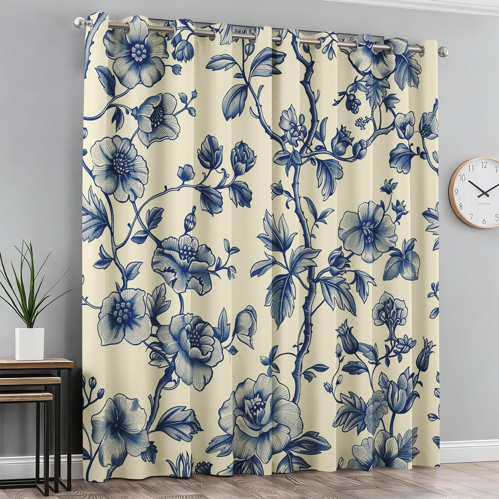 Rideau occultant floral vintage 75x166 cm isolant thermique rose pour salon