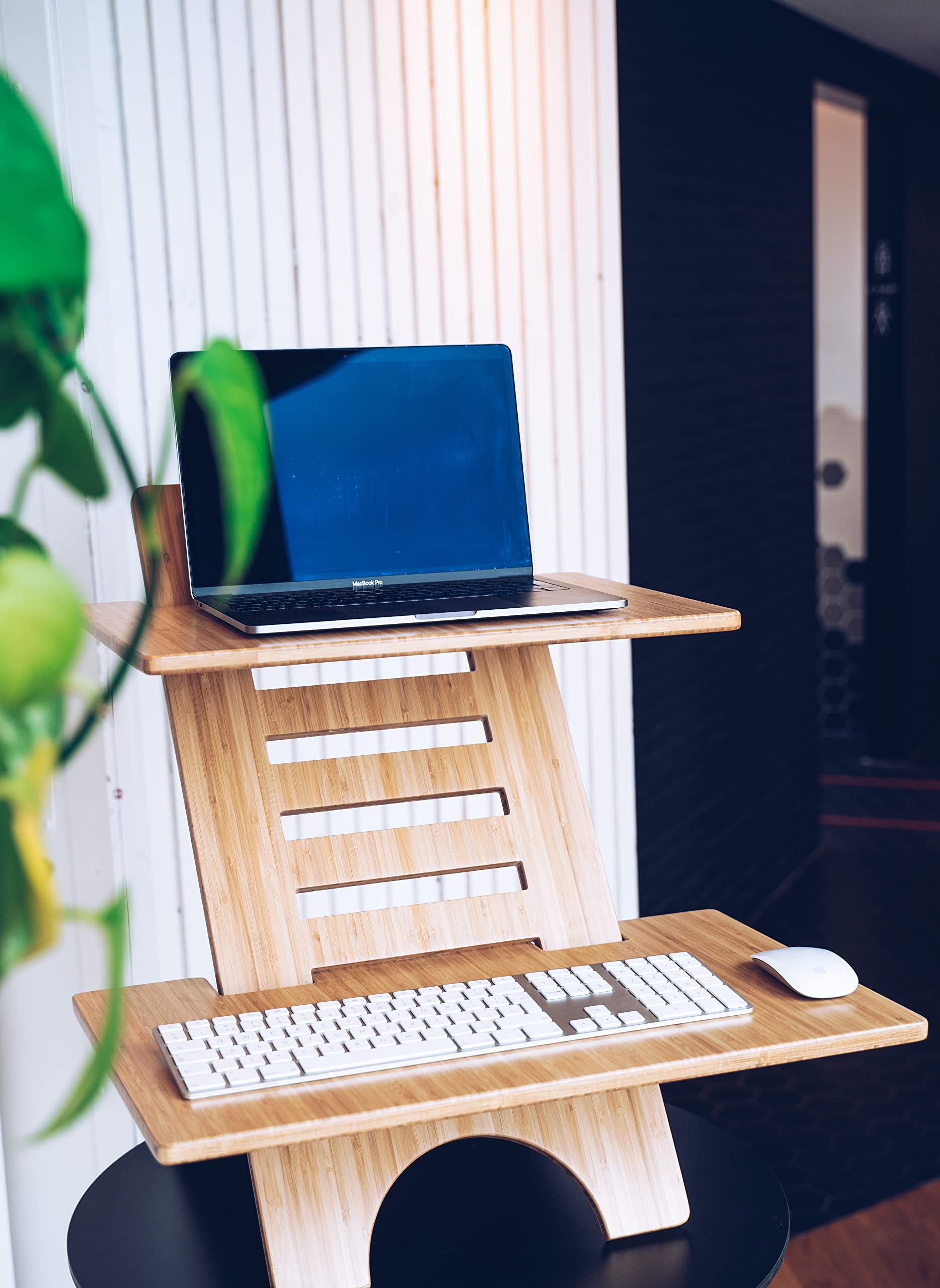 Ständer - Höhenverstellbarer Schreibtisch - Standing Desk - Schreibtischaufsatz - Stehpult Höhenverstellbar - Stehschreibtisch Aufsatz - Hergestellt Aus 100% Bambus - Für Tisch Erhöhung Büro