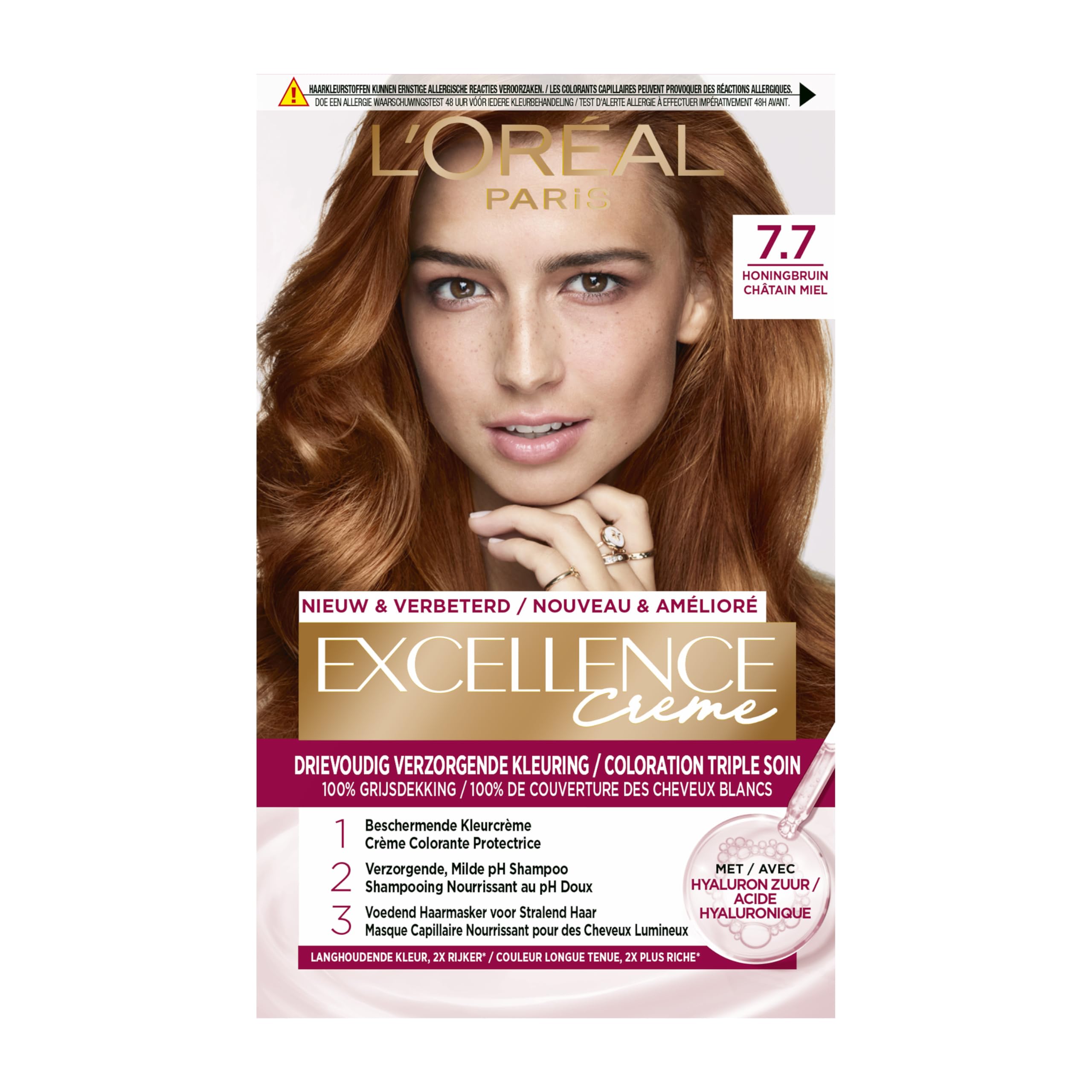 L'Oreal Paris Excellence Creme Honey Brown 7.7 Permanent Hair