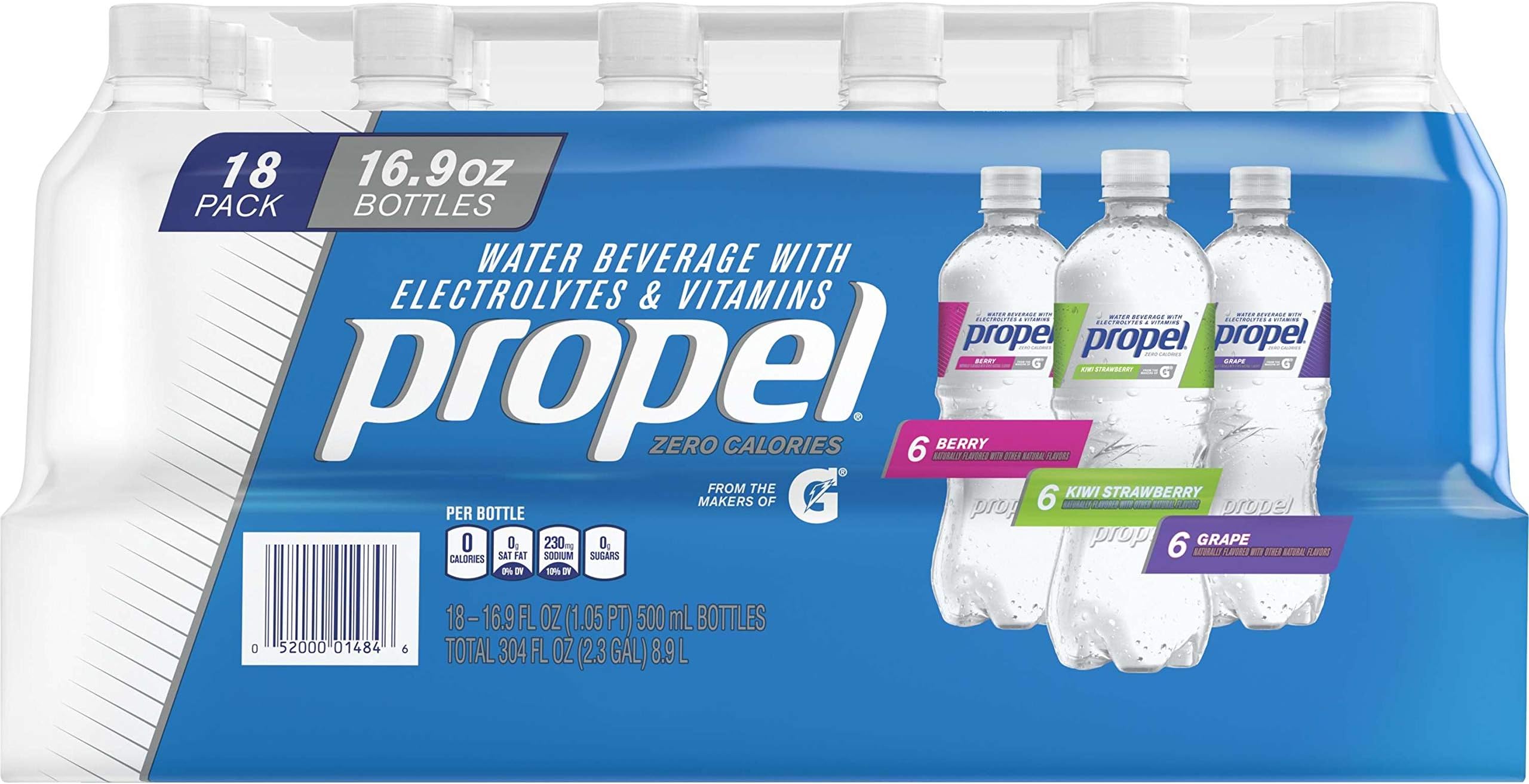 Propel Workout Water Variety Pack, 16.9 Fl. Oz., 36 Count