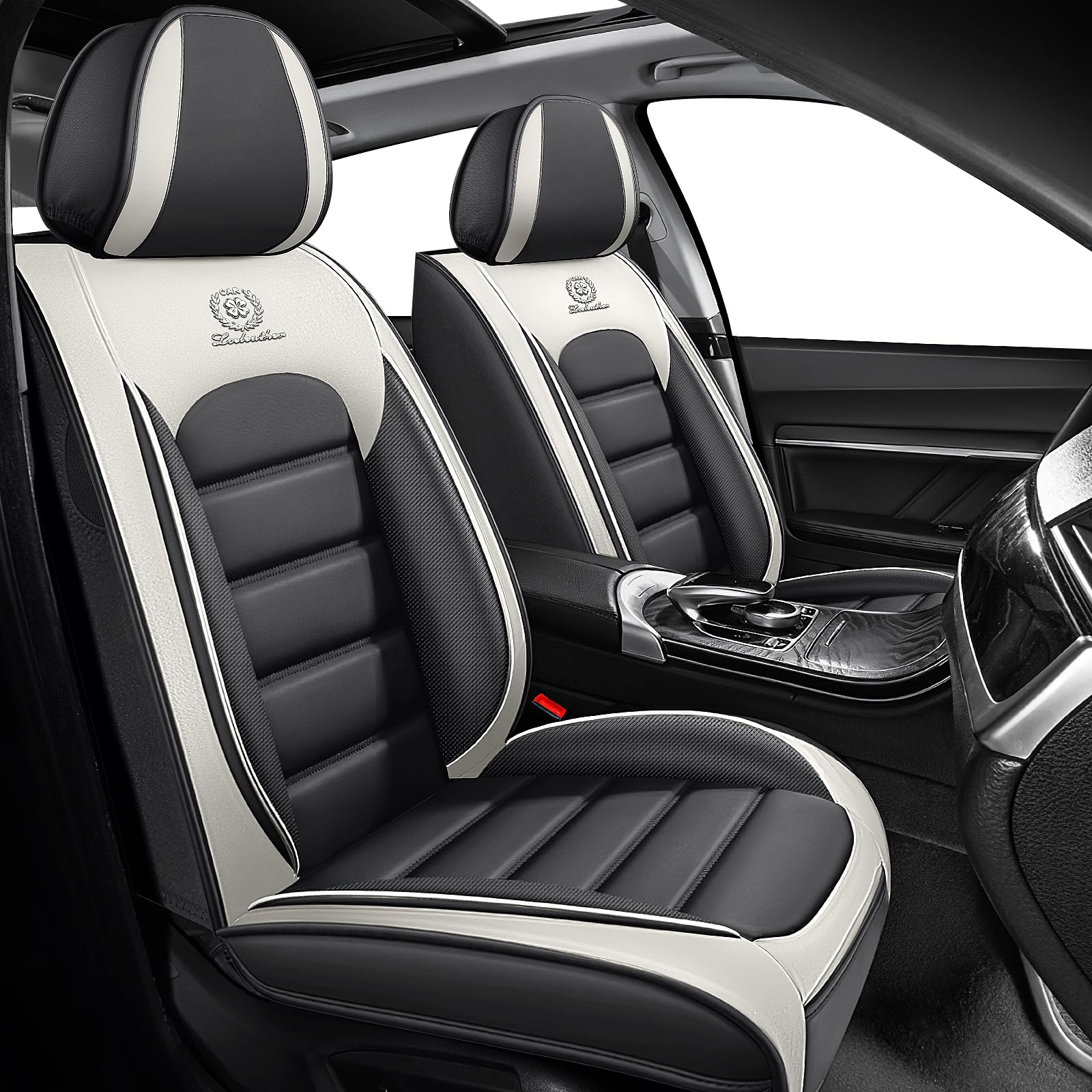 Megaseat Car Seat Covers for Chevrolet Chevy Trailblazer 2021-2025, Leather Auto Seat Cover Luxury Cushions Waterproof Seat Protectors (Gray White,