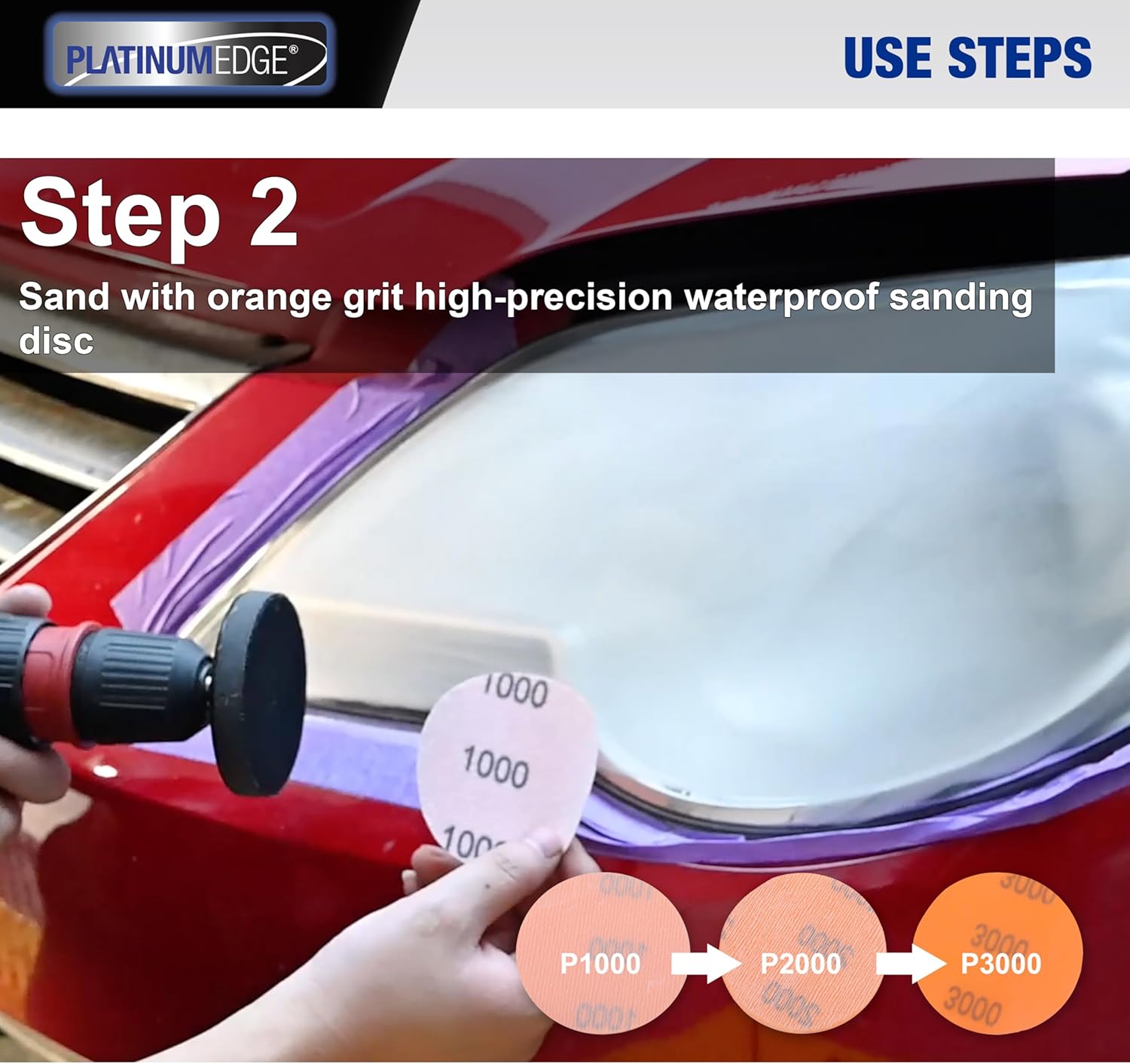 PLATINUMEDGE Car Headlight Restoration Kit, 3 inch Car Headlights Lens Polishing Sanding Discs with 3 inch Buffing Polish Pads for Drill, 30 Pc Car Headlight Restorer and Renewer Kit 4 PLATINUMEDGE Car Headlight Restoration Kit, 3 inch Car Headlights Lens Polishing Sanding Discs with 3 inch Buffing Polish Pads for Drill, 30 Pc Car Headlight Restorer and Renewer Kit