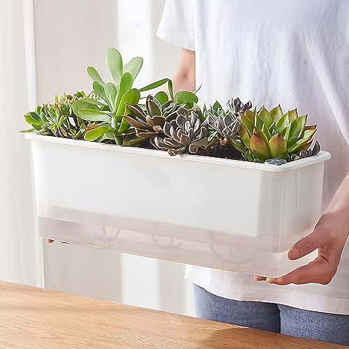 Miniatura 5 de FAMZ Macetero de riego automático, paquete de 3 cajas de plástico de 17 pulgadas, macetas de hierbas de riego automático, macetas de riego