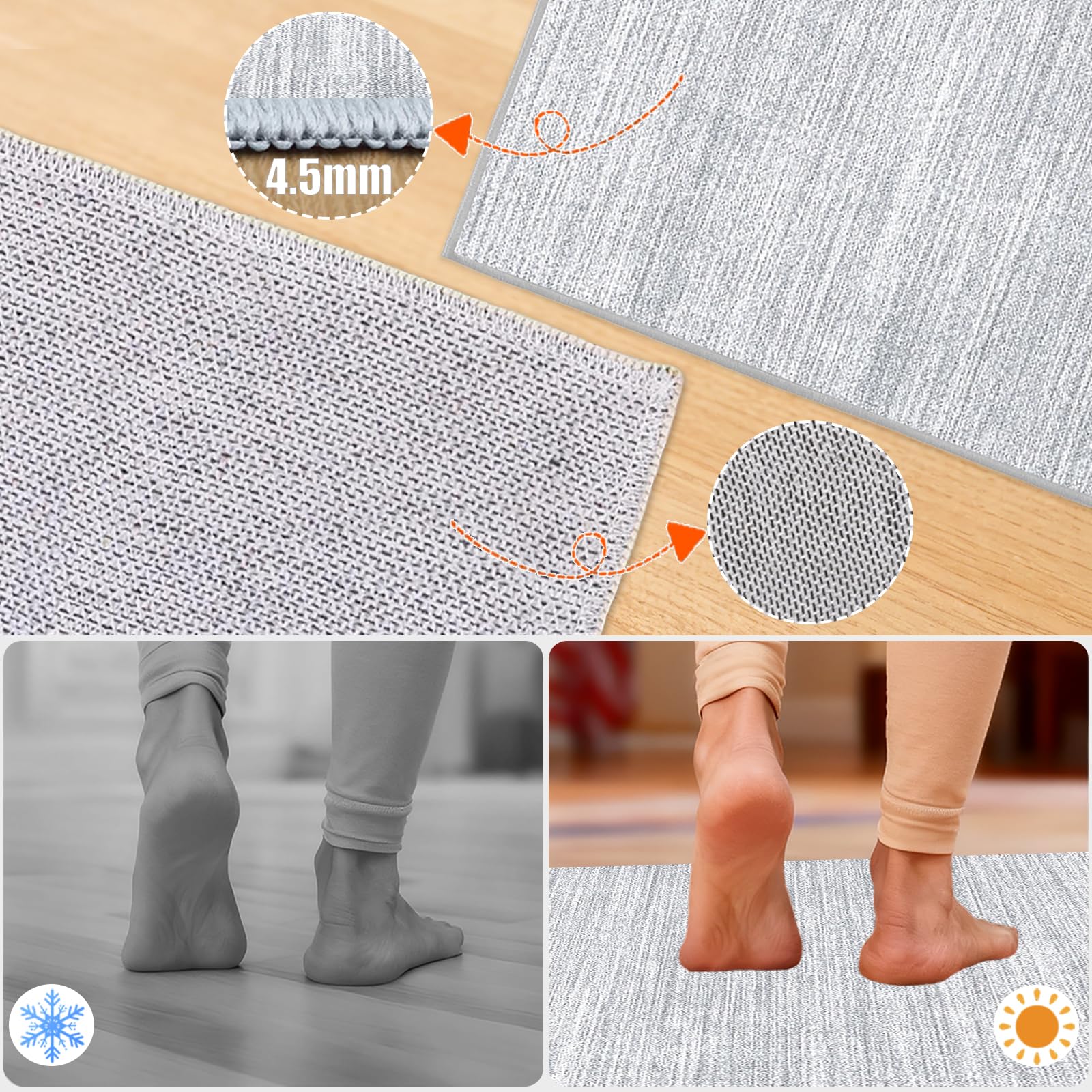 Tappetino per Sedia da Ufficio per Pavimenti Duri, Antigraffio, per Sedie da Scrivania, per Pavimenti in Laminato, Tappeto Sotto Scrivania, Antiscivolo per Tappeti, Tappetino Gaming Grigio 150 x 170cm