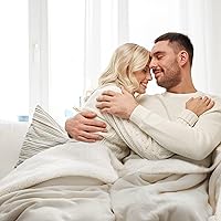 Vista 6 de Bedsure Manta de tamaño King de vellón sherpa para la cama, gruesa y cálida para el invierno, suave y mullida, grande, color lino, 108 x 90 pulgadas