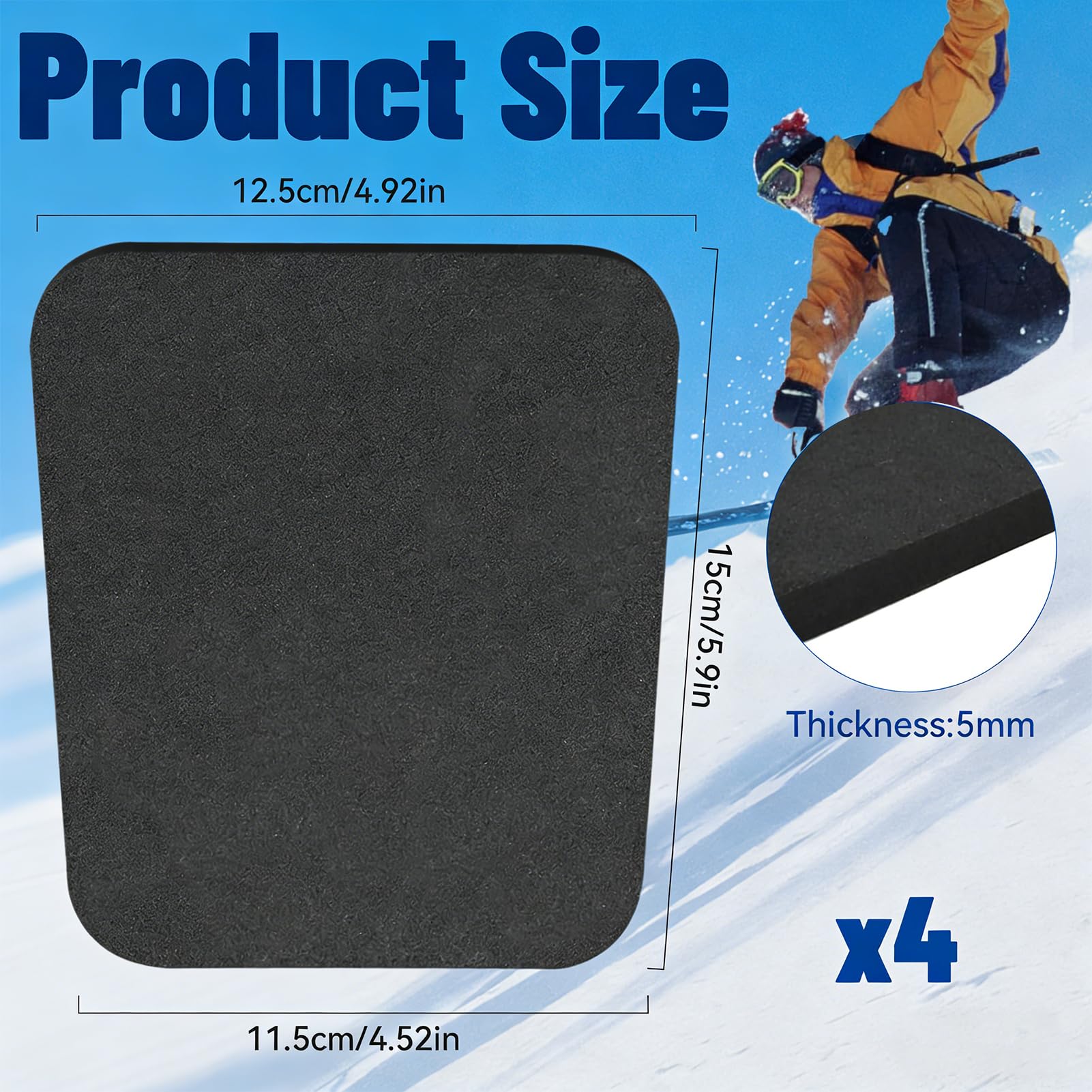 Protector de Tibias para Esquí, 4 Piezas Protector de Piernas Recortable, Espinilleras Esqui Engrosadas para Deportes de Invierno, Entusiastas del Esqui, Atletas