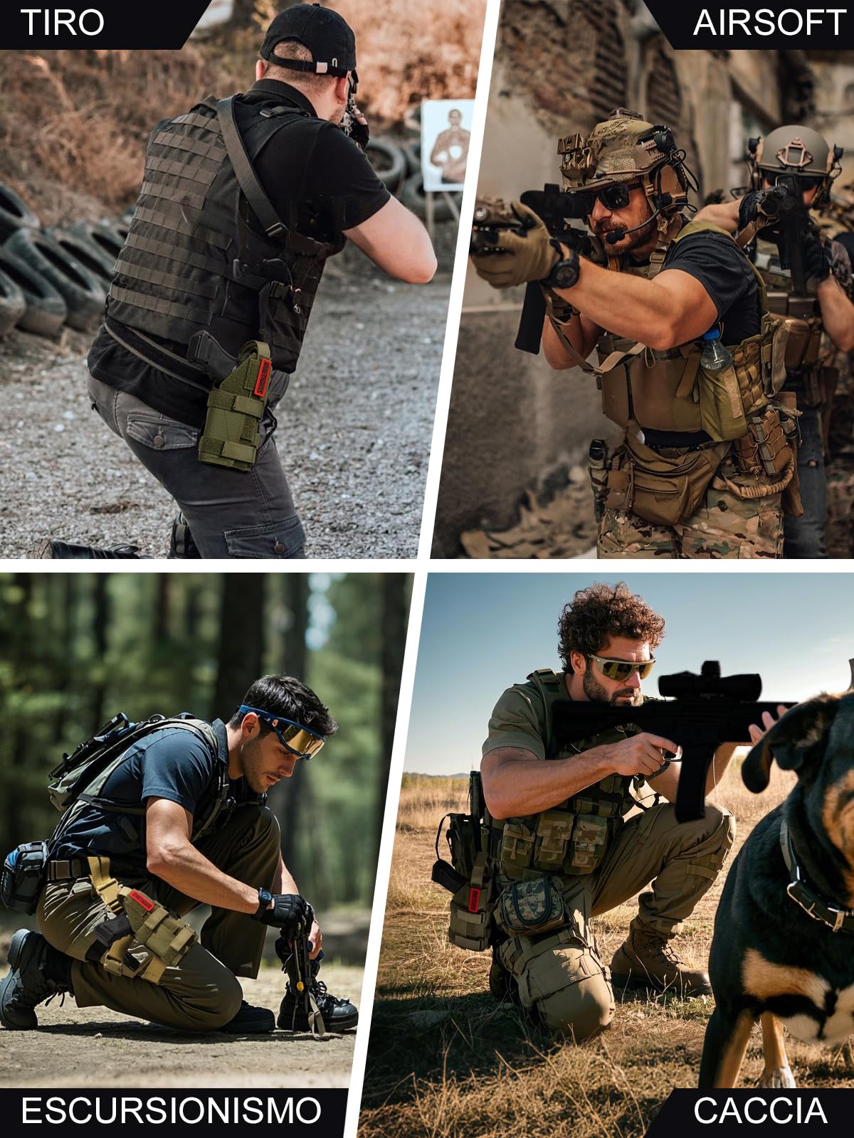 OneTigris Fondina Pistola Universale MOLLE – Compatibile con 17/19/20/21, Nylon 1000D, Regolabile (Destrimani) Fondina Cosciale & da Cintura per Softair, Paintball e Addestramento Tattico