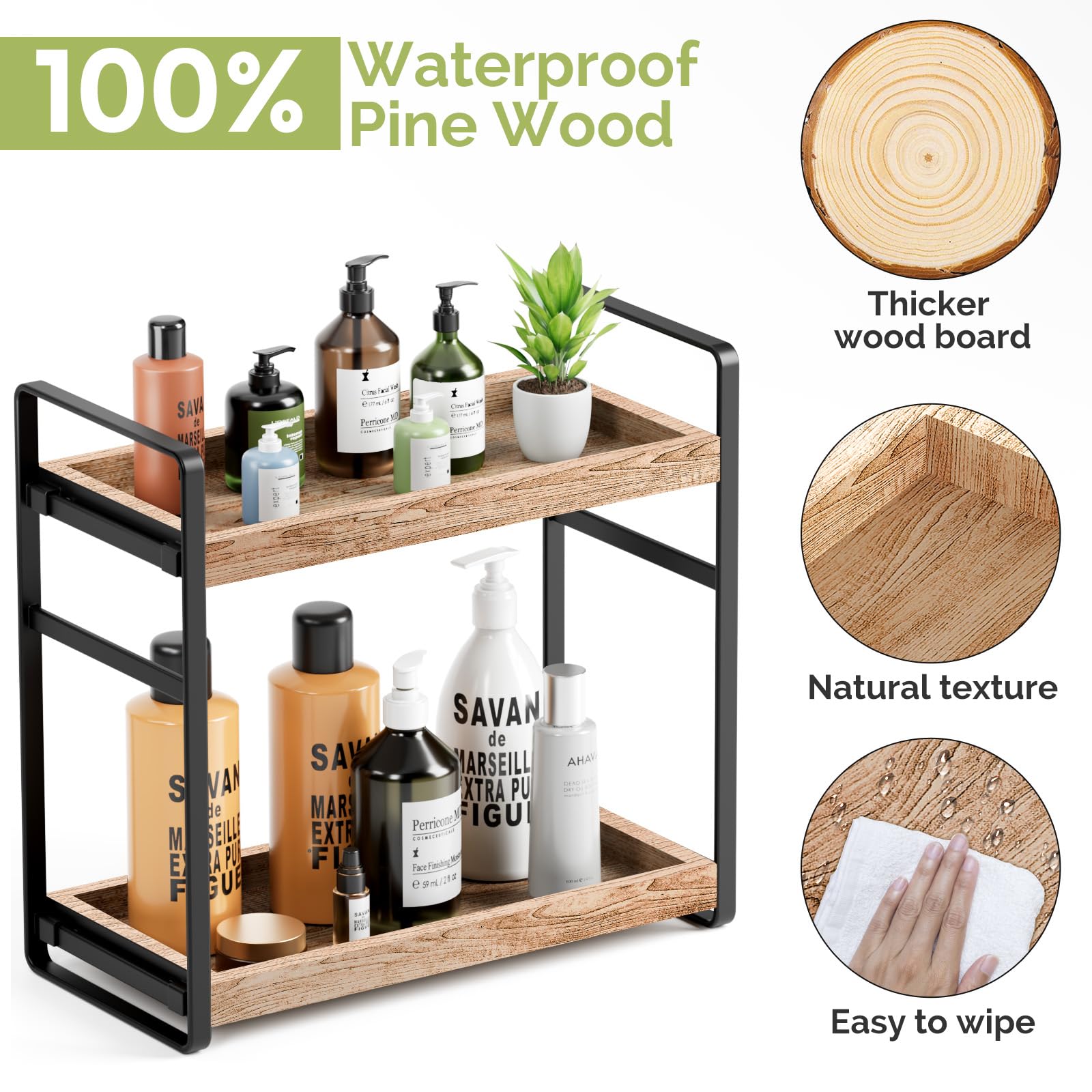 Snapklik.com : 2- Tier Adjustable Bathroom Organizer Countertop: No Tools Quick Installation ...