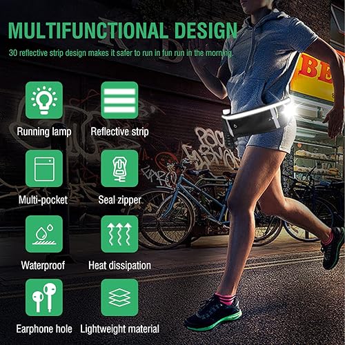 Miniatura 5 de Bolsa de cinturón LED para correr iluminación de 4 niveles para montar al aire libre