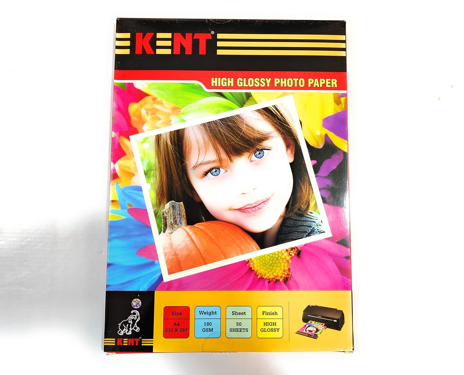 KENT A4 High Glossy Photo Paper 180 GSM 50 Sheets Pack Of 5 (Total