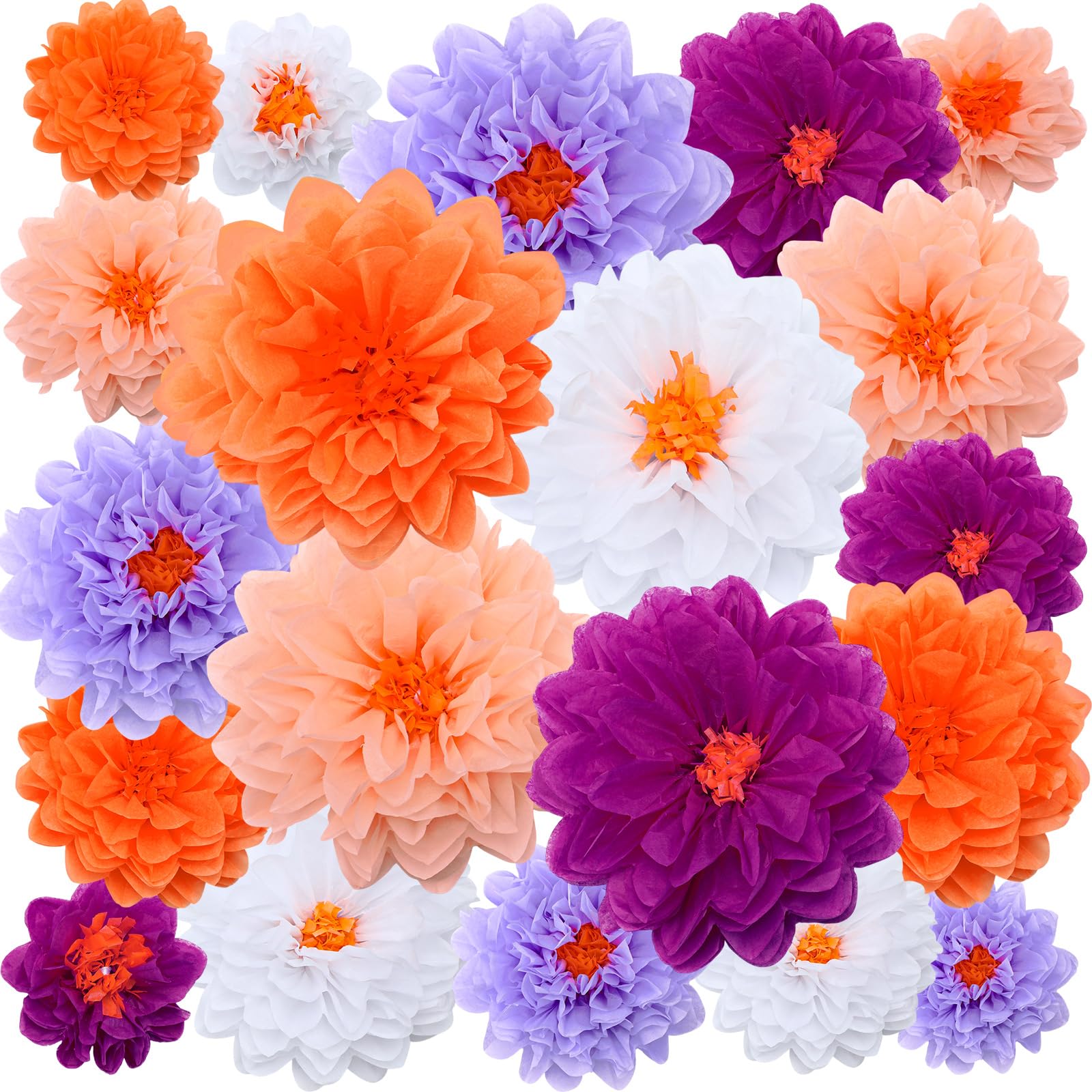 Gejoy 20 Pieces Large Fiesta Paper Flower Decoration for Wall Giant Summer Colorful Tissue Paper Flowers 3D Crepe Tissue Flower Pom DIY Decor Wedding Mexican Birthday Babyshower Party Backdrop
