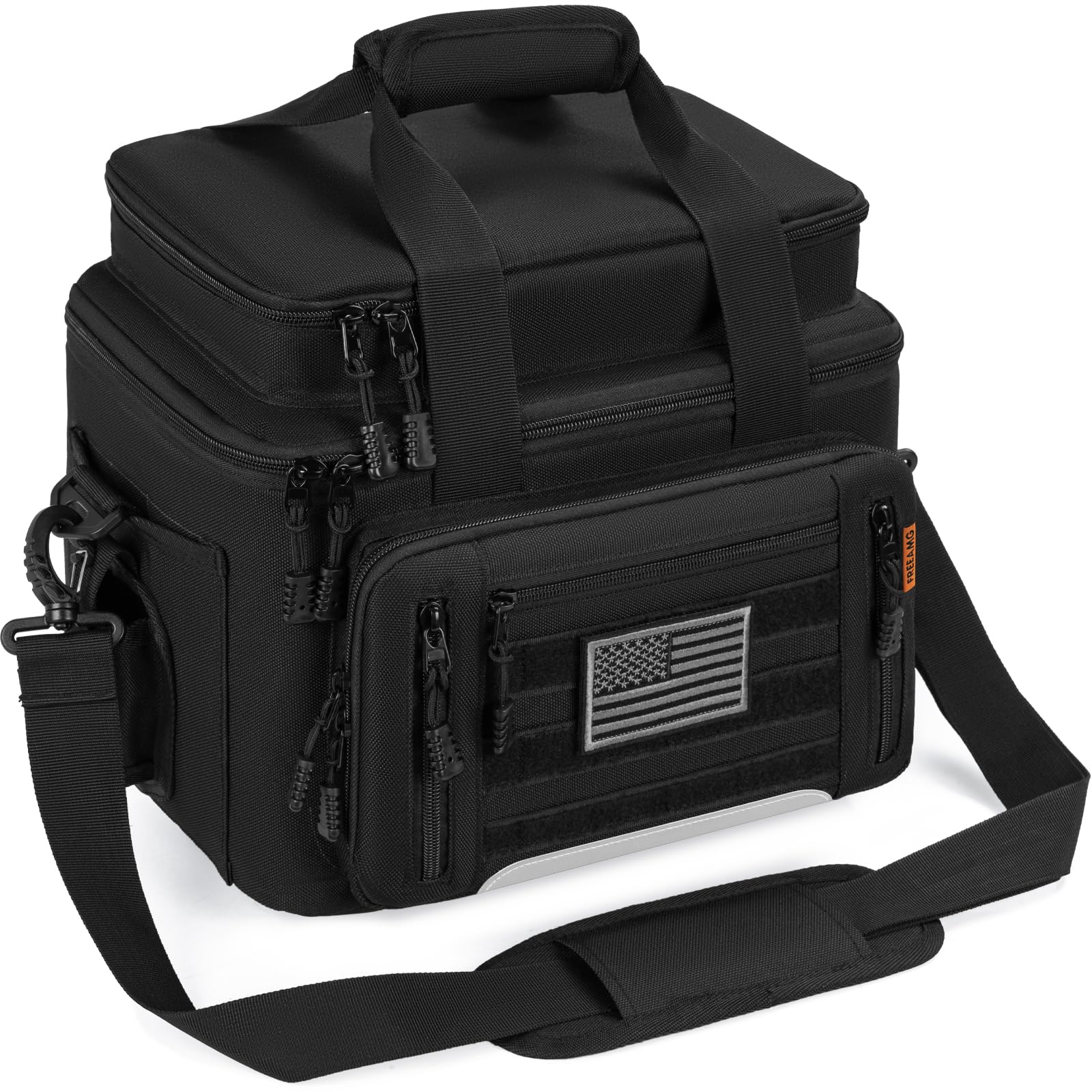 FREEAMG Fishing Tackle Bag Water-resistant Fishing Gear Bag for Saltwater & Freshwater Large Soft Tackle Box Black (Tray Not Included)
