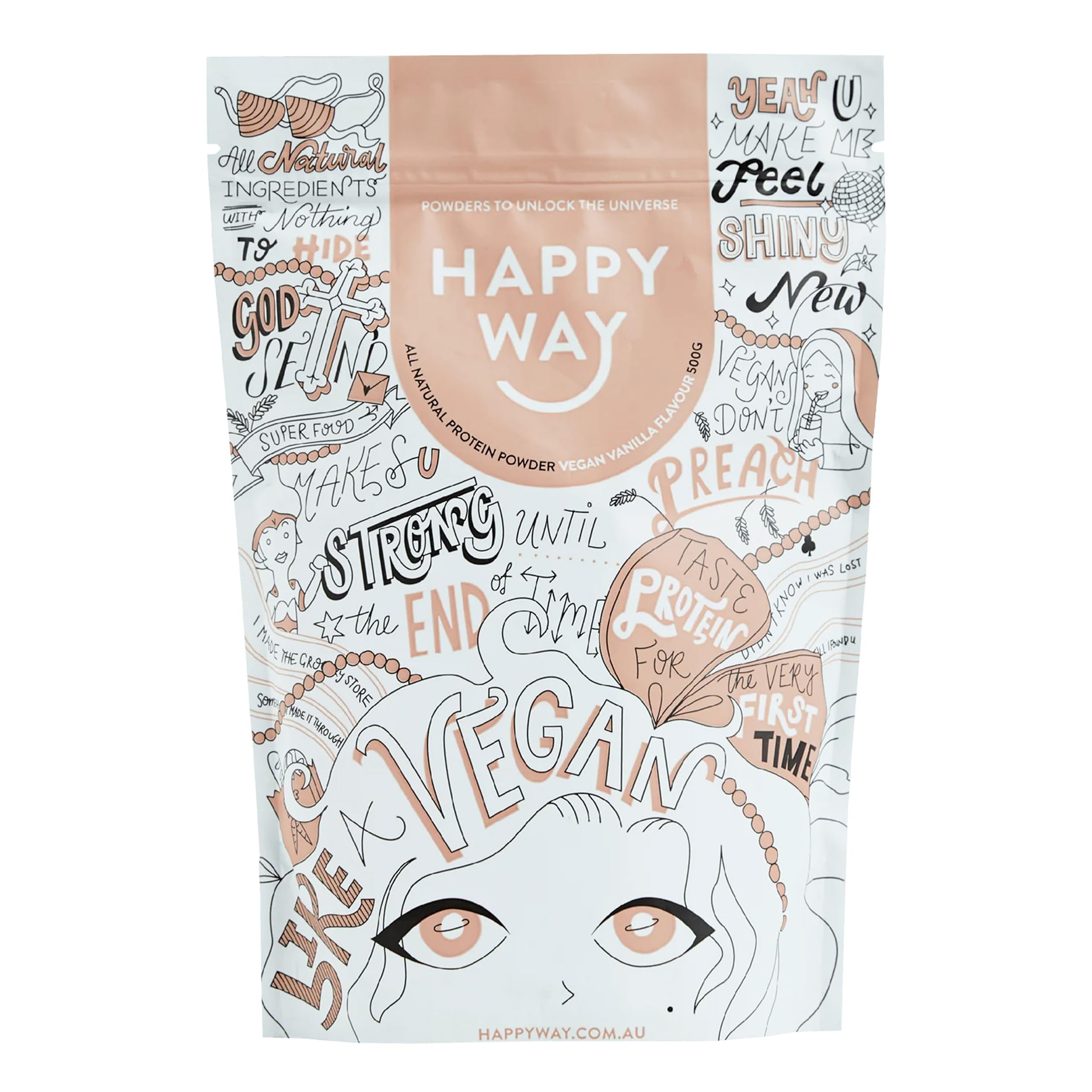 Happy Way Vegan Vanilla Protein Powder 500g