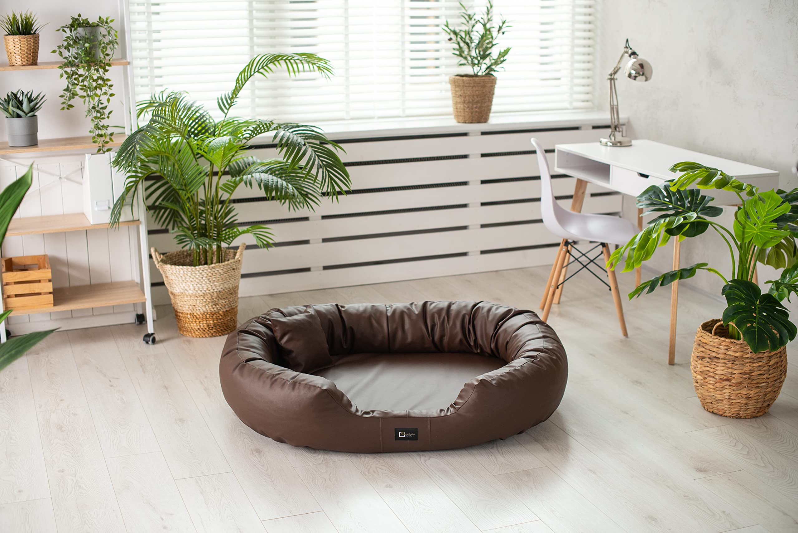 Orthopädisches Hundebett Nancy Premium Grosse Mittelgroße Kleine Hunde - Hundekissen Hundematte aus Öko-Leder - rutschfest Langlebig Abriebfest Reißfest (XL, Braun)