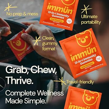 Gruns Sugar Free Immunity Gummies & Super Greens Multivitamin Gummies Bundle - Digestive & Immune Support Supplement