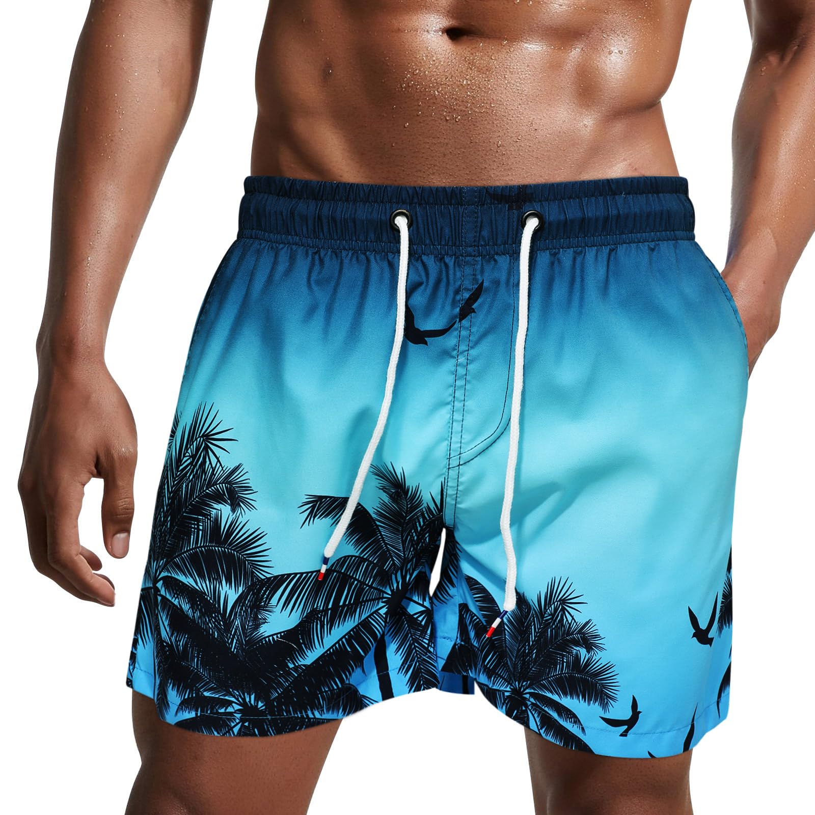 Danfiki Pantaloncini Costume da Bagno Uomo Asciugatura Veloce Calzoncini da Beach Costume da Bagno Fodera Rete con Taschino e Coulisse Trunks