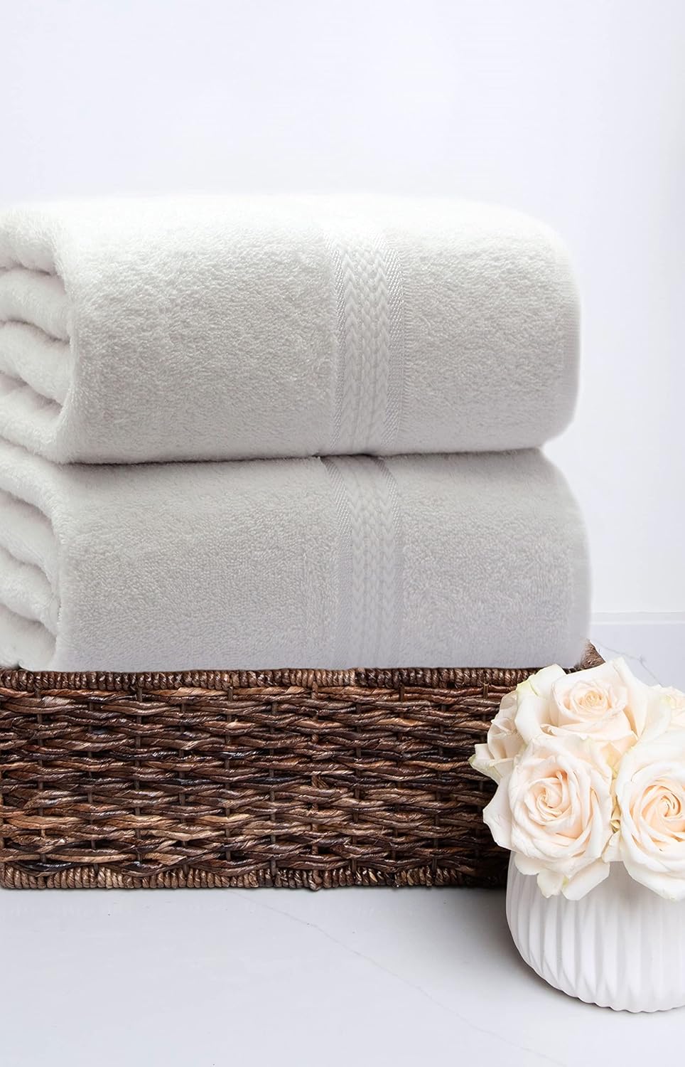 COTTON CRAFT Ultra Soft Bath Sheets - 2 Pack - 35 x 70 - Absorbent Quick Dry Everyday Luxury Hotel Bathroom Spa Gym Shower Beach Pool Travel Dorm - 100% Ringspun Cotton - 580 GSM - Easy Care - White